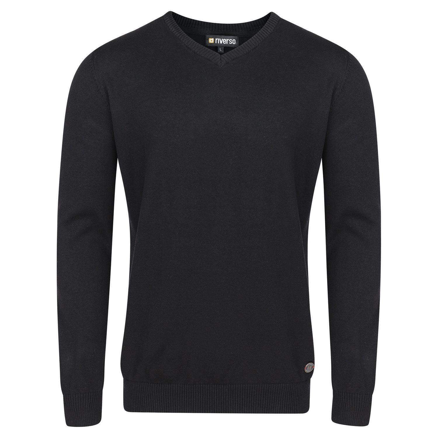riverso Sweatshirt Herren V-Neck Pullover RIVEmil Regular Fit Organic Cotton Bio Basic Longsleeve Shirt aus 100% Baumwolle