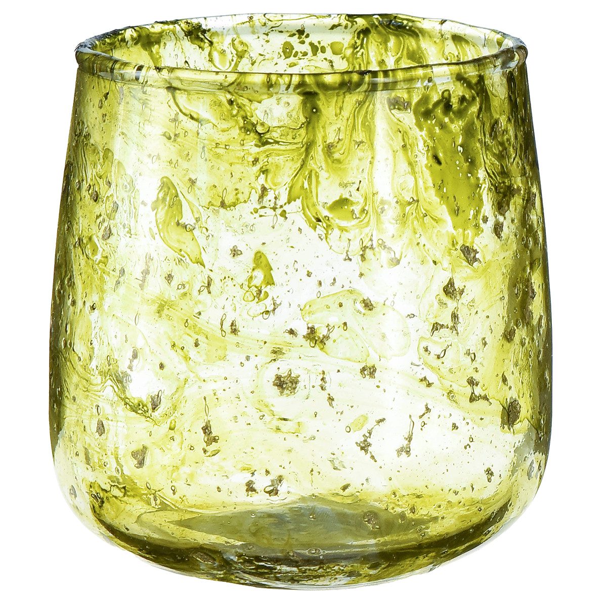 Florists Products Tischvase Vintage Windlicht Glas Grün Gelb Deko Vase Ø9x9,5cm