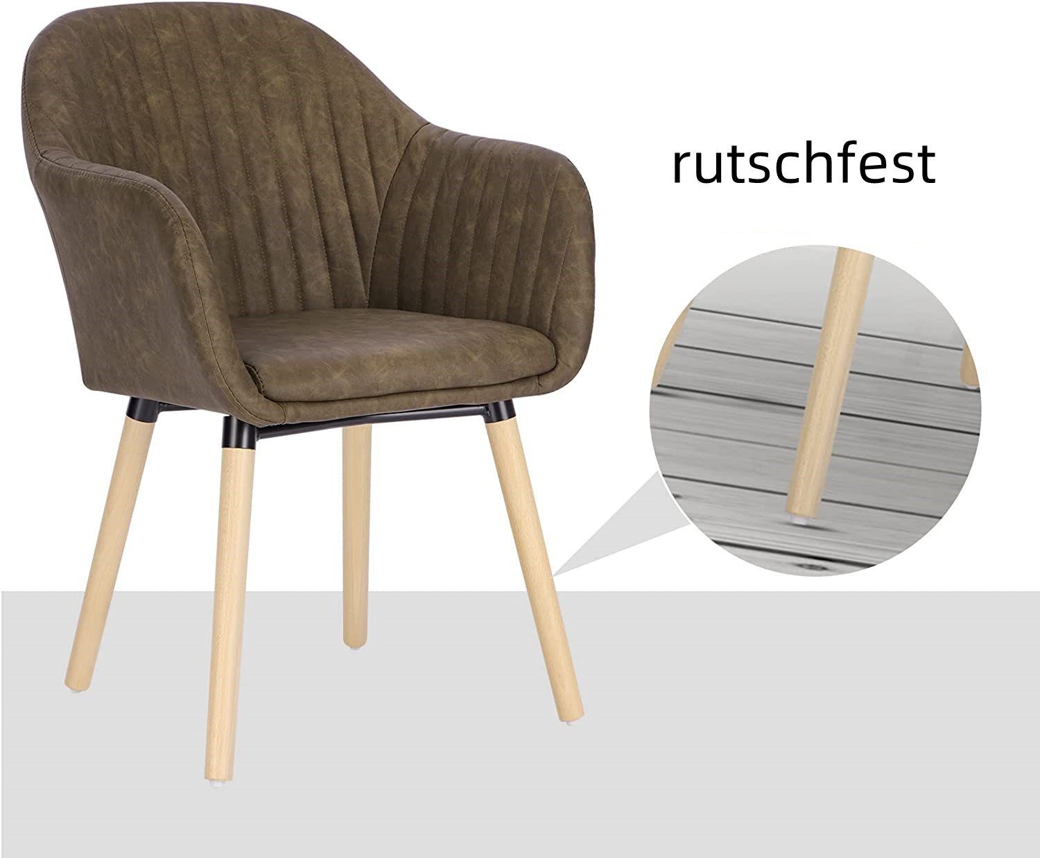 Woltu Dunkelbraun Stuhl Wohnzimmerstuhl Esszimmerstuhl Massivholz Design Sessel (1 St),