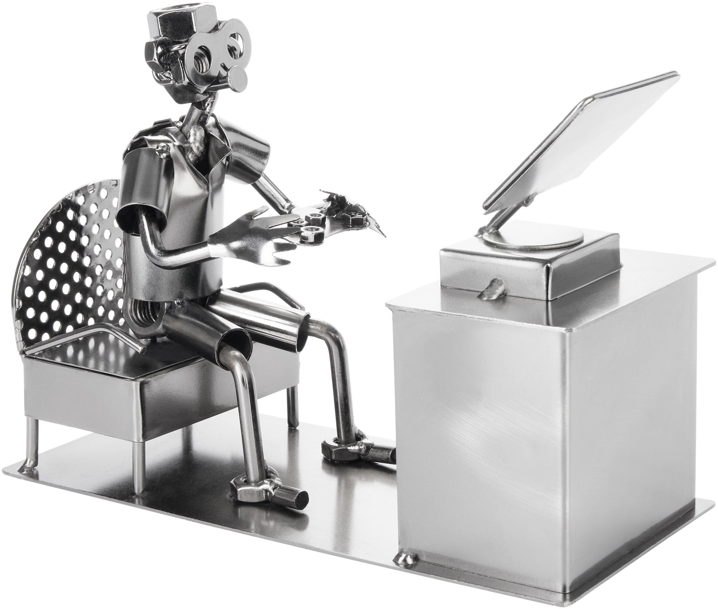 BRUBAKER Dekofigur Schraubenmännchen Gamer mit Controller - Zocker Eisenfig günstig online kaufen