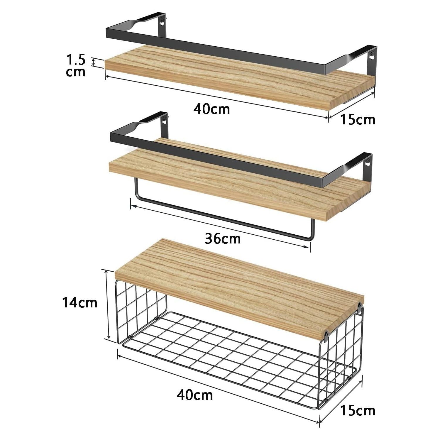 SURFOU Wandregal Regal wand 3+1 Stück Hängeregal Schweberegal Küche Holzreg günstig online kaufen