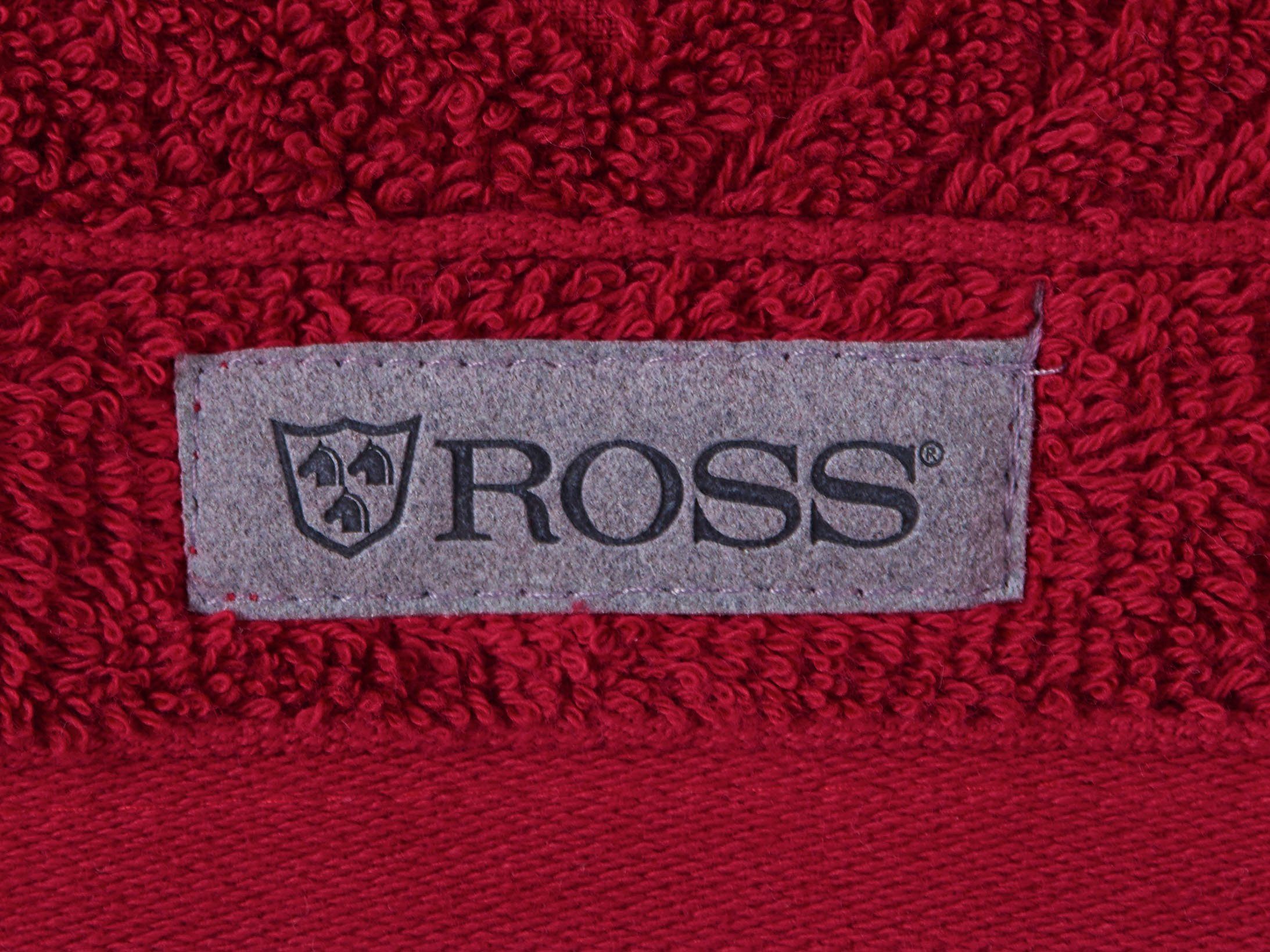 ROSS Duschtuch Smart, Uni-Rippe marsala mit Frottier Velourslabel (1-St)