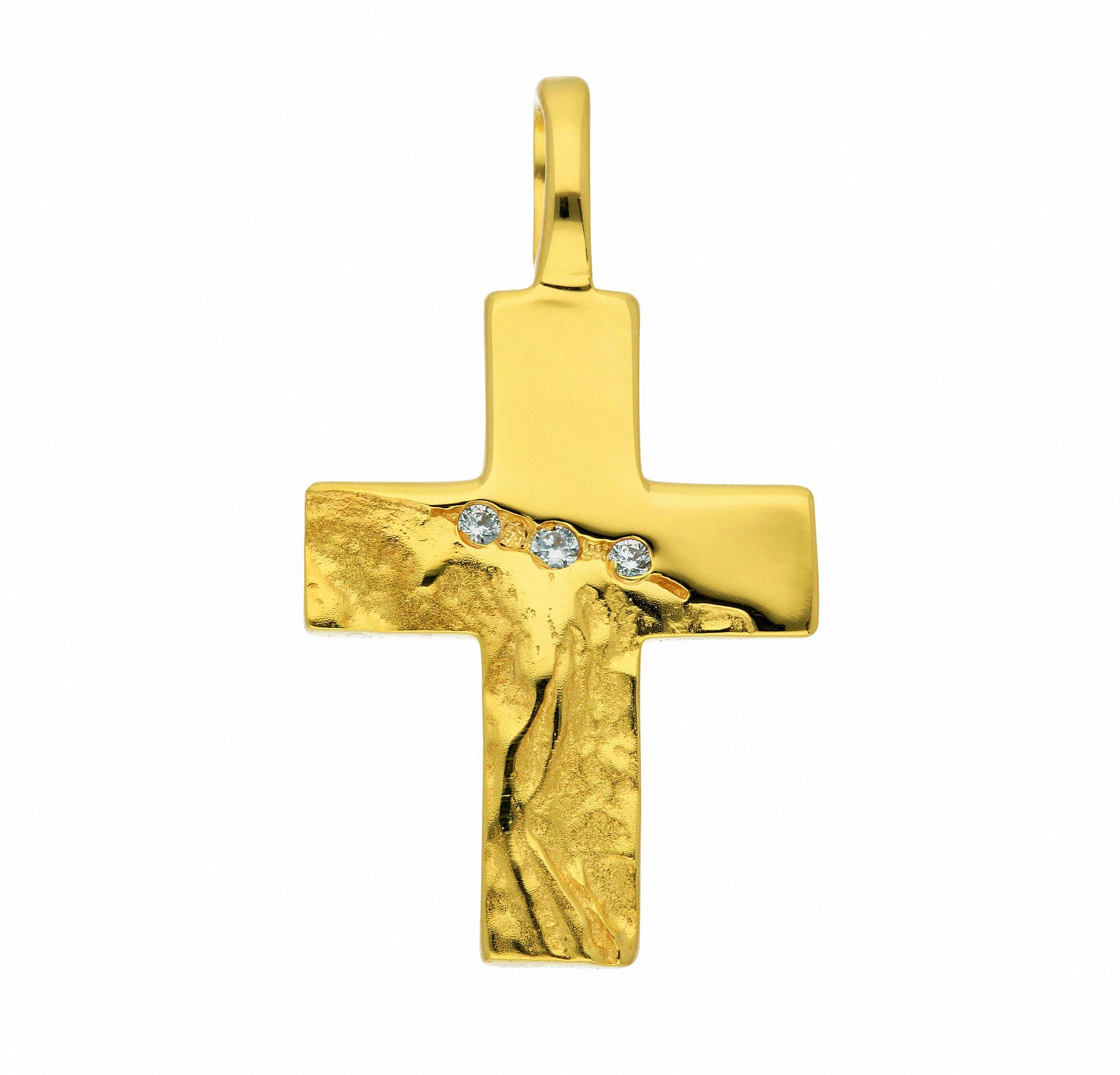 Adelia´s Kette mit Anhänger 333 Gold Kreuz Anhänger mit Zirkonia, Schmuckset  - Set mit Halskette, Maße des Anhängers - Breite 19,4 mm - Höhe 21,2 mm