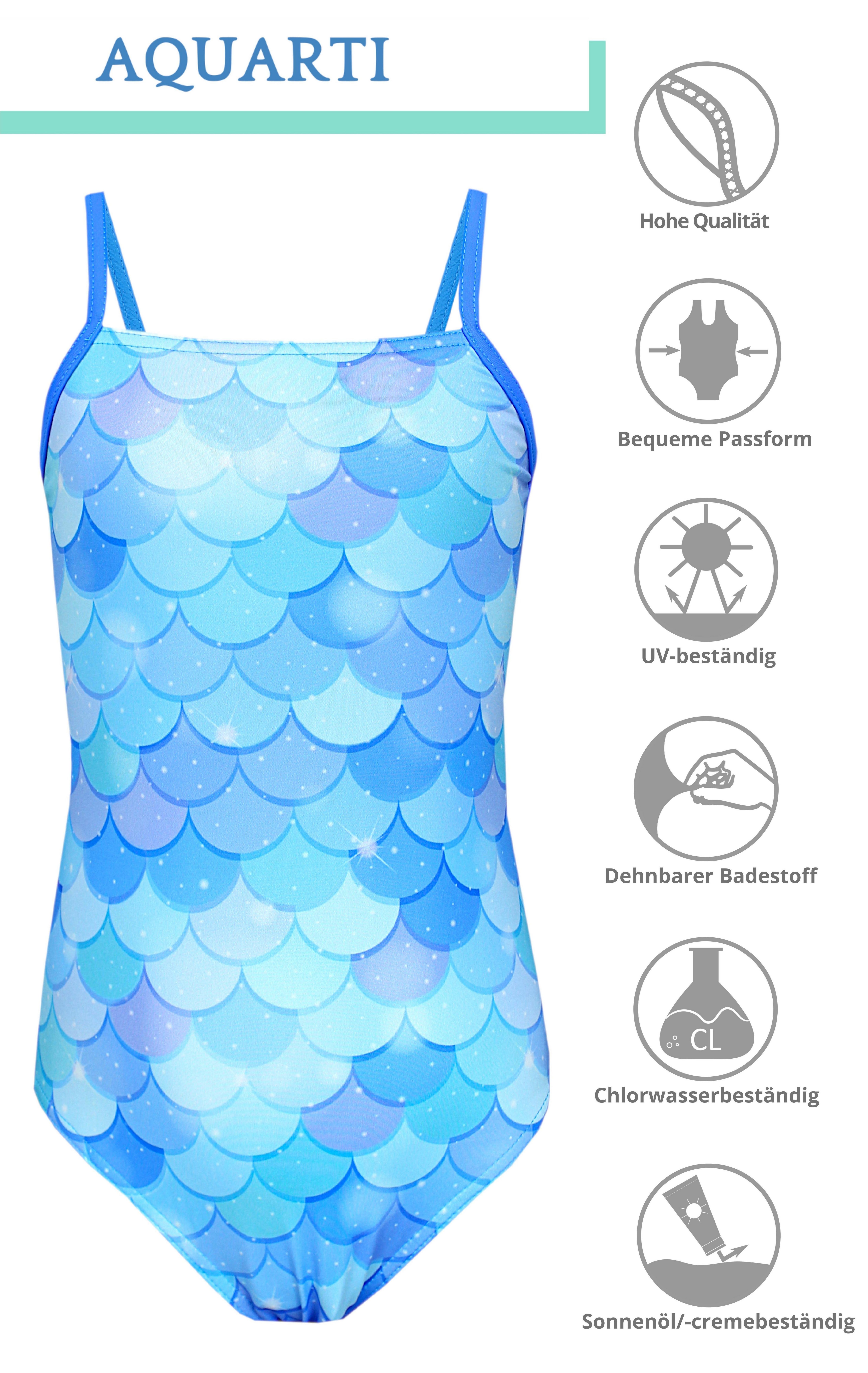 Mädchen / Blau Streifen Aquarti Badeanzug Meerjungfrau Spaghettiträgern Türkis Aquarti mit Badeanzug