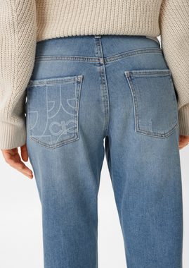 comma casual identity 5-Pocket-Jeans Boyfriend: Jeans im Used Look Destroyes, Kontrast-Details, Waschung, Leder-Patch