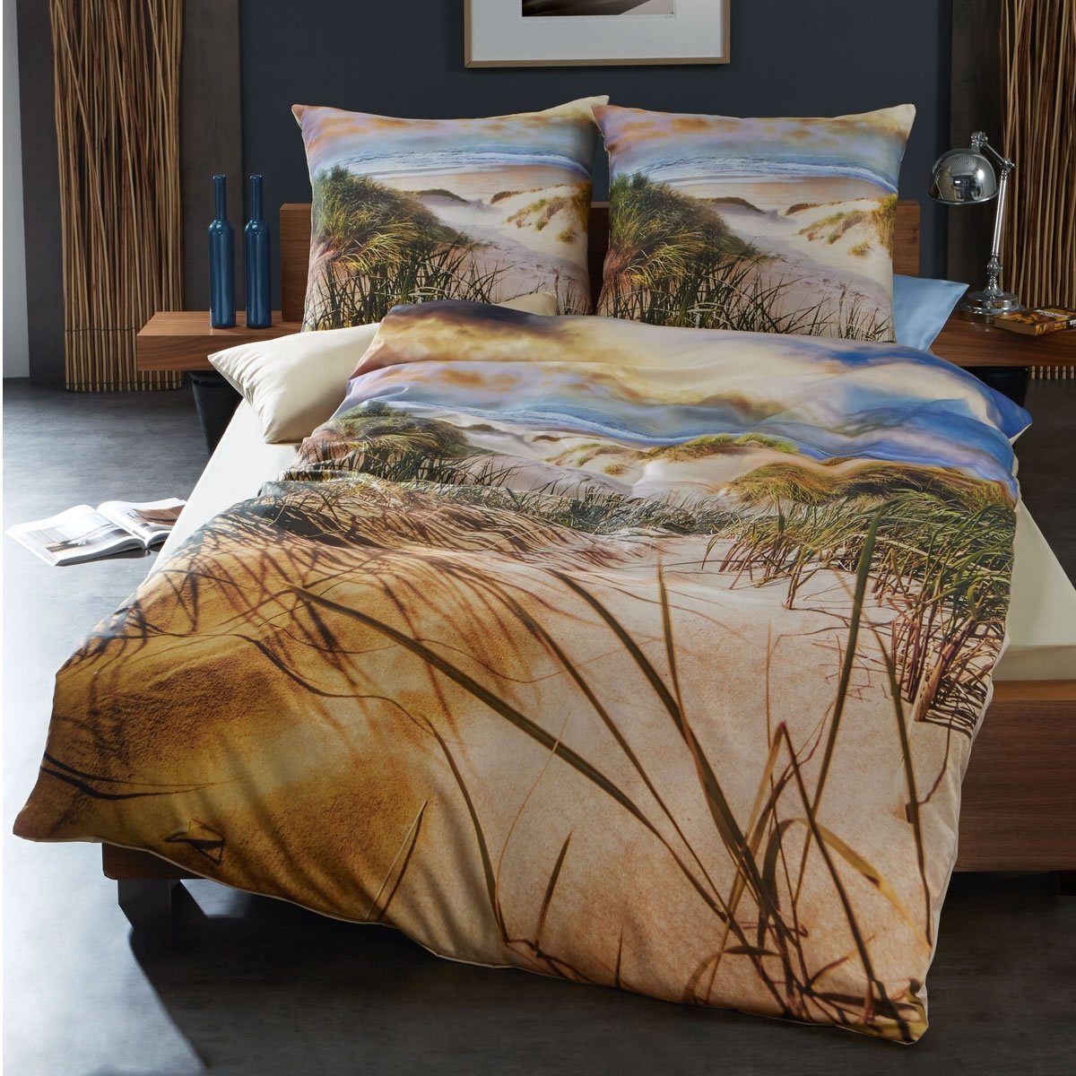 Kaeppel Bettwäsche Mako Satin in 135x200 + 80x80 cm 75946 Dünen Strand, Mak günstig online kaufen