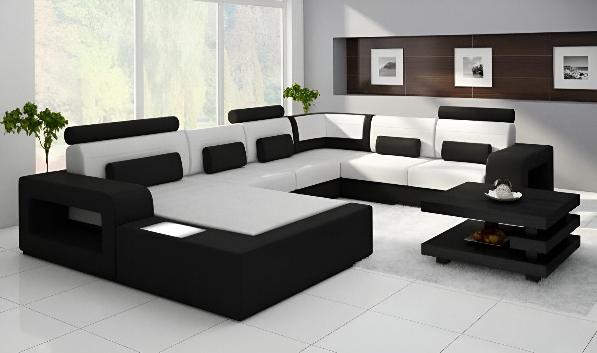 Xlmoebel Wohnlandschaft Sofa mit USB-Anschluss und integrierter Beleuchtung, Hergestellt in Europa