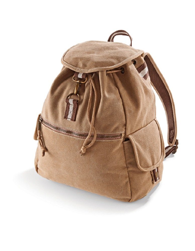 Quadra Cityrucksack Vintage Canvas Rucksack für Damen u. Herren, Gewaschener Canvas Sand