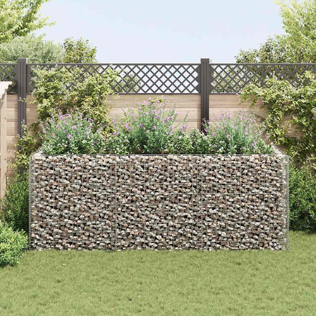 furnicato Hochbeet Gabionen-270x90x100 cm Silber Verzinkter Stahl