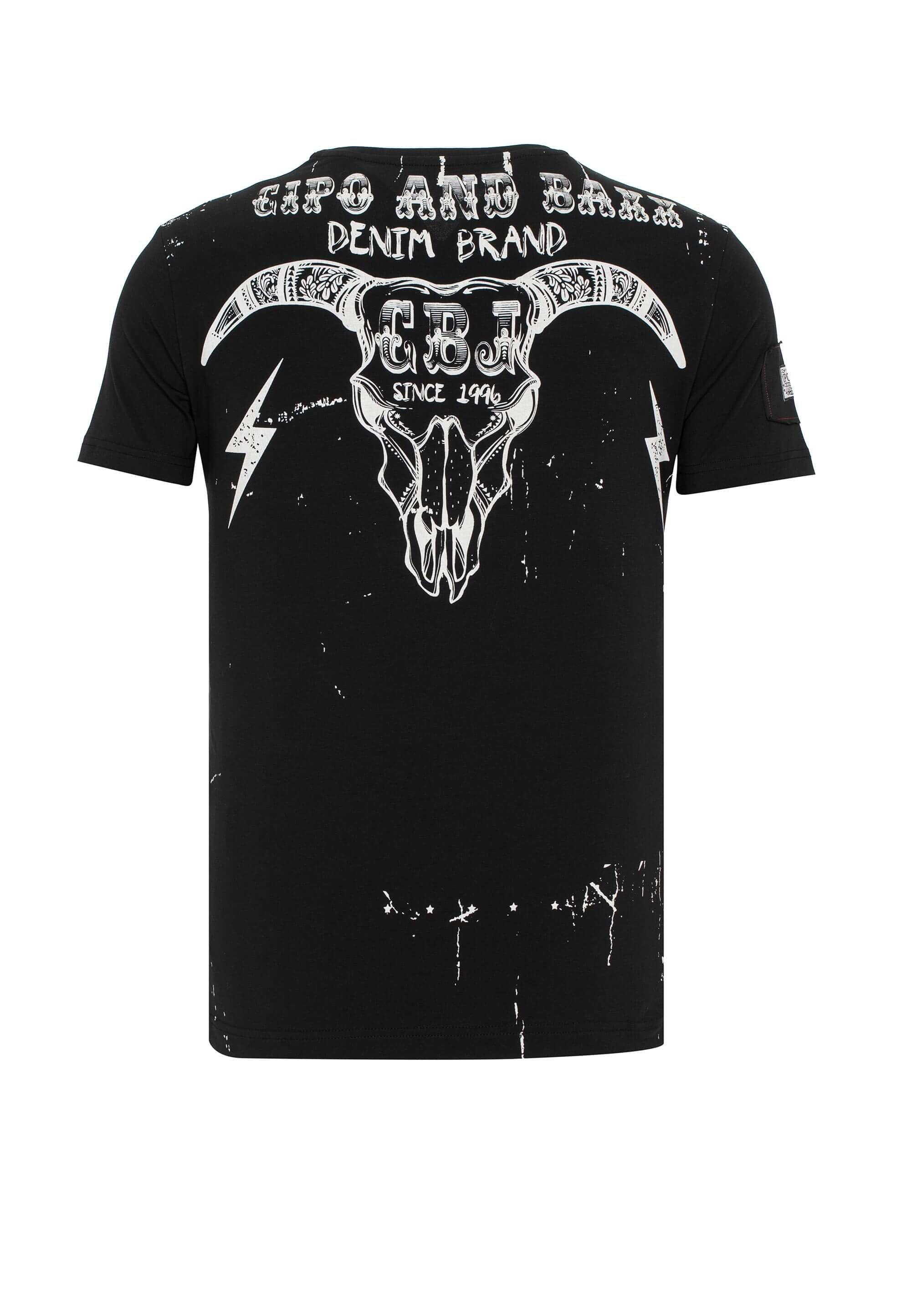 & schwarz mit Cipo Baxx T-Shirt Allover Print