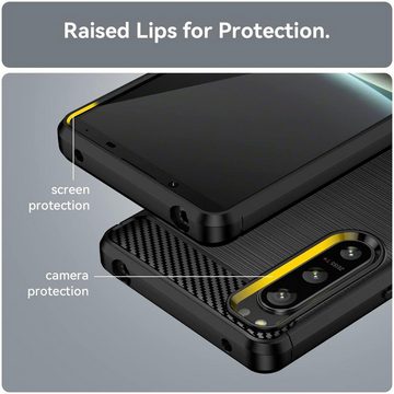 CoolGadget Handyhülle Carbon Handy Hülle für Sony Xperia 5 IV 6,1 Zoll, robuste Telefonhülle Case Schutzhülle für Sony Xperia 5 IV Hülle
