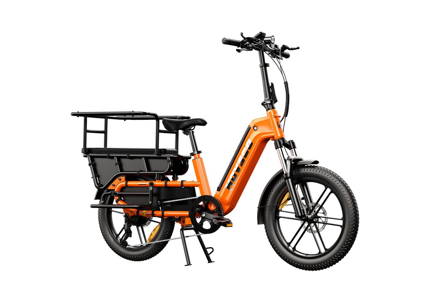 SISIGAD E-Bike Cityrad 20'' E-Lastenrad Longtail mit Kindersitz – 250W Motor, 48V 15Ah Akku, Heckmotor, 720 Wh, E-Cargo Bike Fat Tire E-Bike, 55 km Reichweite und 204 kg Zuladung