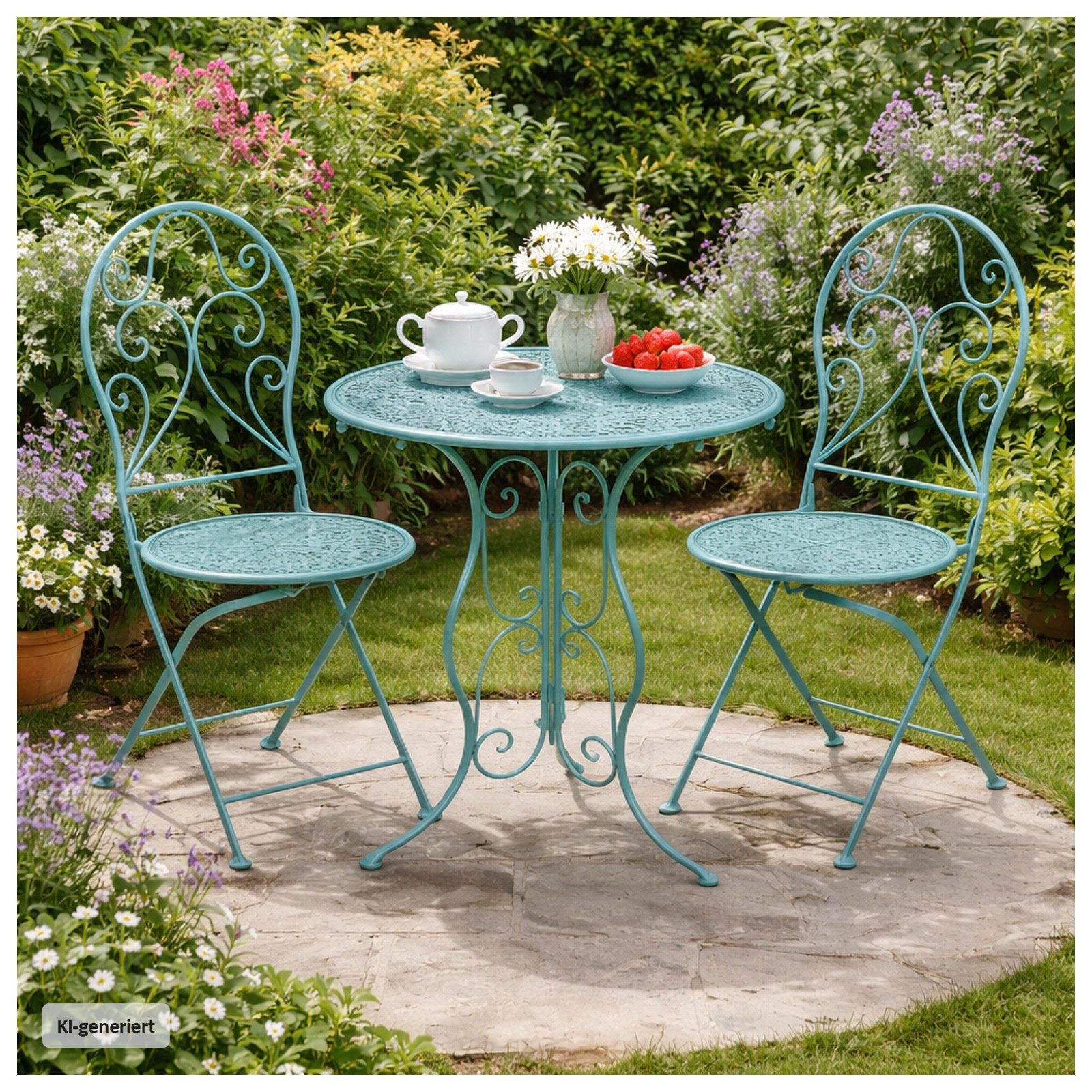 HTI-Living Gartentisch Gartentisch Lani Blau (1 Stück, 1-St., 1 Gartentisch), Metalltisch – Bild 2 von 2