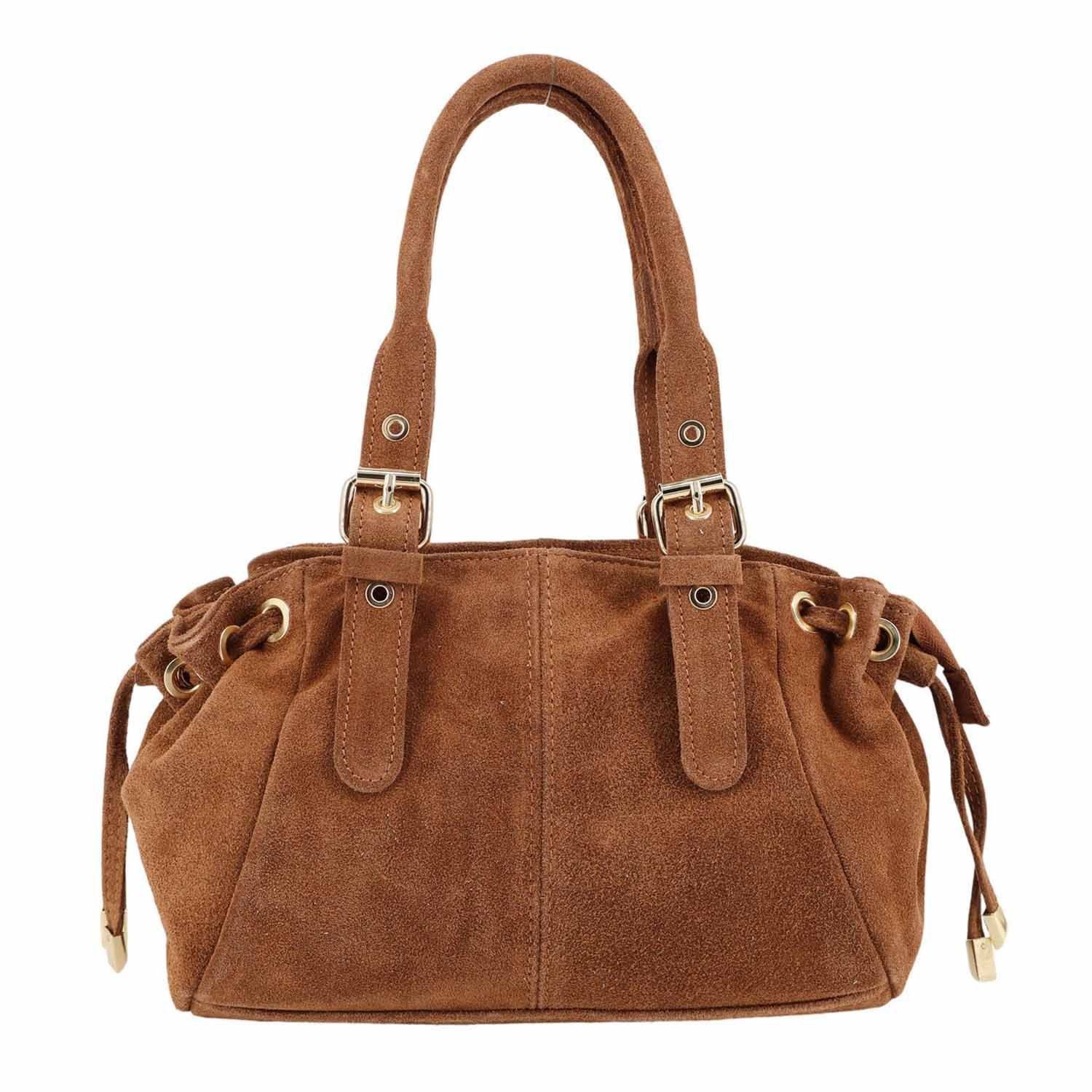 ITALYSHOP24 Schultertasche Made in Italy Damen Wildleder Tasche Tote Bag Shopper Umhängetasche, Ledertasche Cross Over Handtasche Velour Crossbody Hobo Leichtgewicht