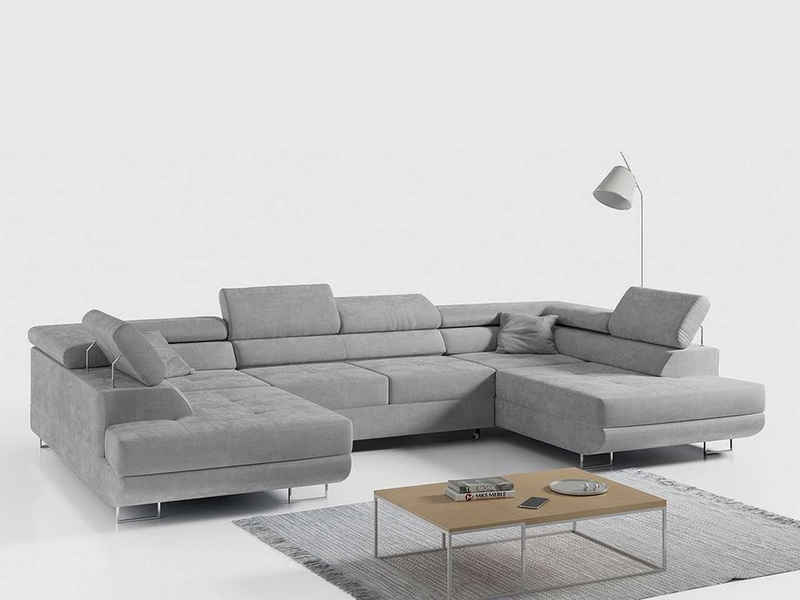 MKS MÖBEL Ecksofa GUSTAW U, U-Form Couch mit Schlaffunktion, Wohnzimmer - Wohnlandschaft