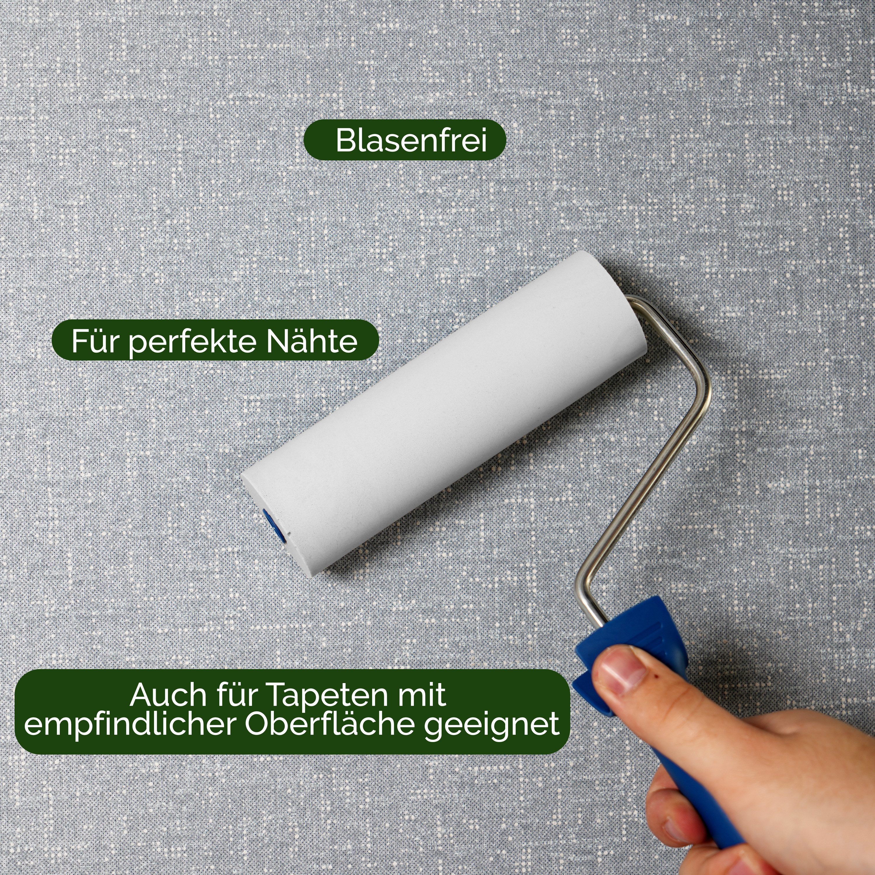 Veluxis Kleisterroller Veluxis® Tapeten-Andrückroller – Nahtroller mit weicher PU-Schaumwalze, für blasenfreies Andrücken & Stabilisieren von Tapetennähten