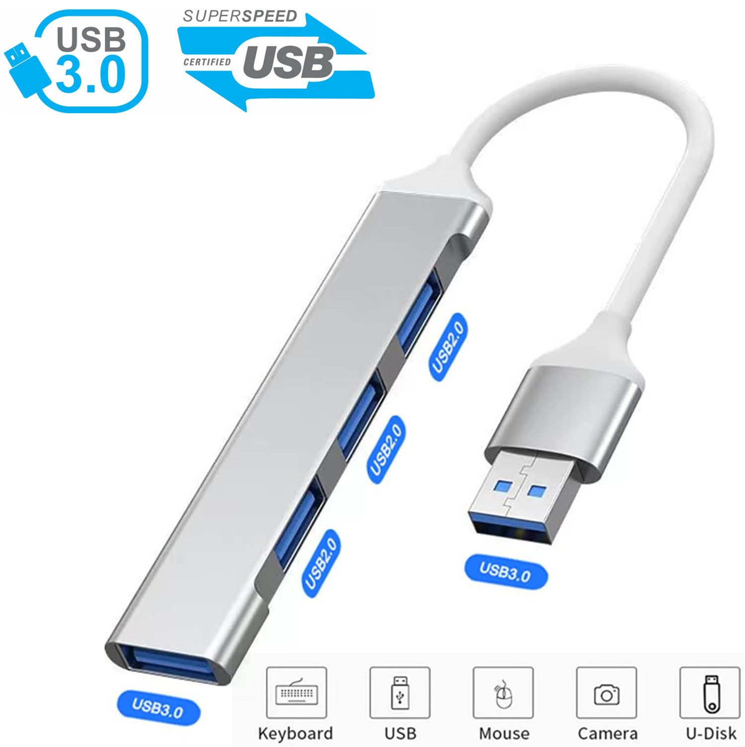 USB-Verteiler USB 3.0 Hub Verteiler Splitter Adapter für Notebook Laden Laptop PC