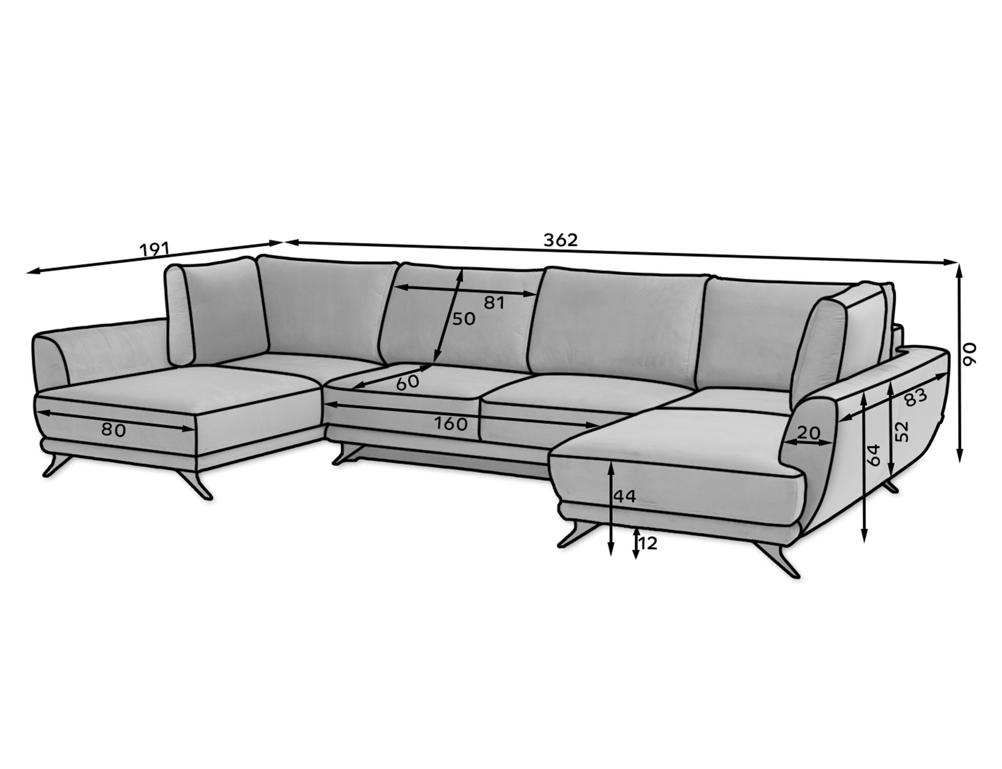 MF Design Wohnlandschaft Marco, mit Bettfunktion