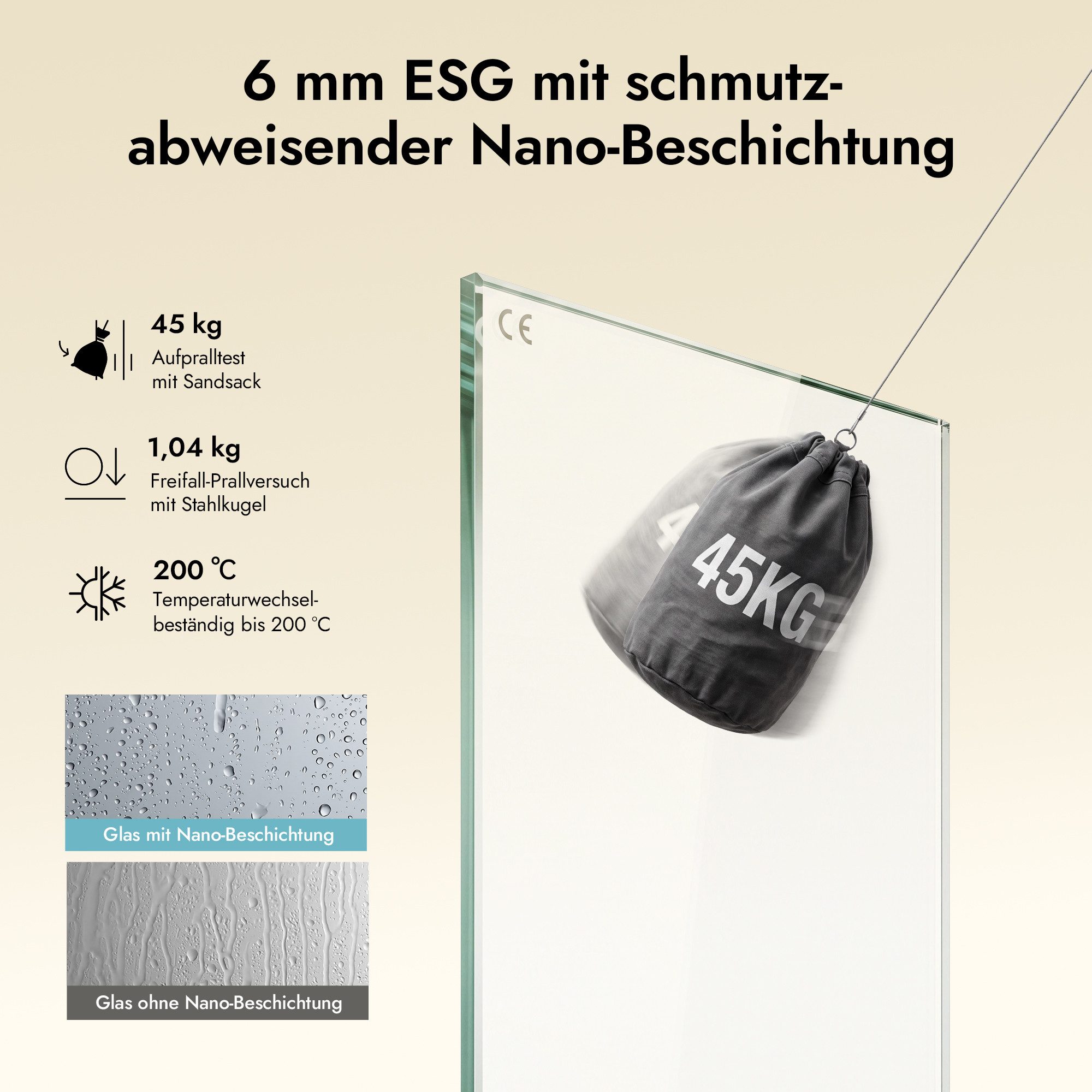 doporro Eckdusche Duschkabine schwarz Schiebetür Duschabtrennung ESG mit NANO, BxT: 100x80 cm – Bild 4 von 5
