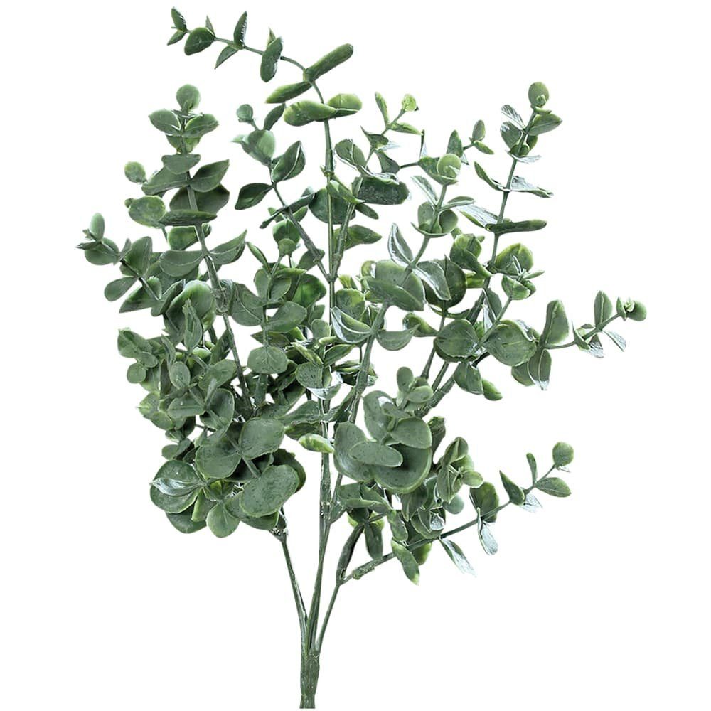 Kunstblume Eukalyptus Kunstpflanze Dekobusch gefrostet Länge 33 cm grün Eukalyptus, matches21 HOME & HOBBY, Höhe 33 cm