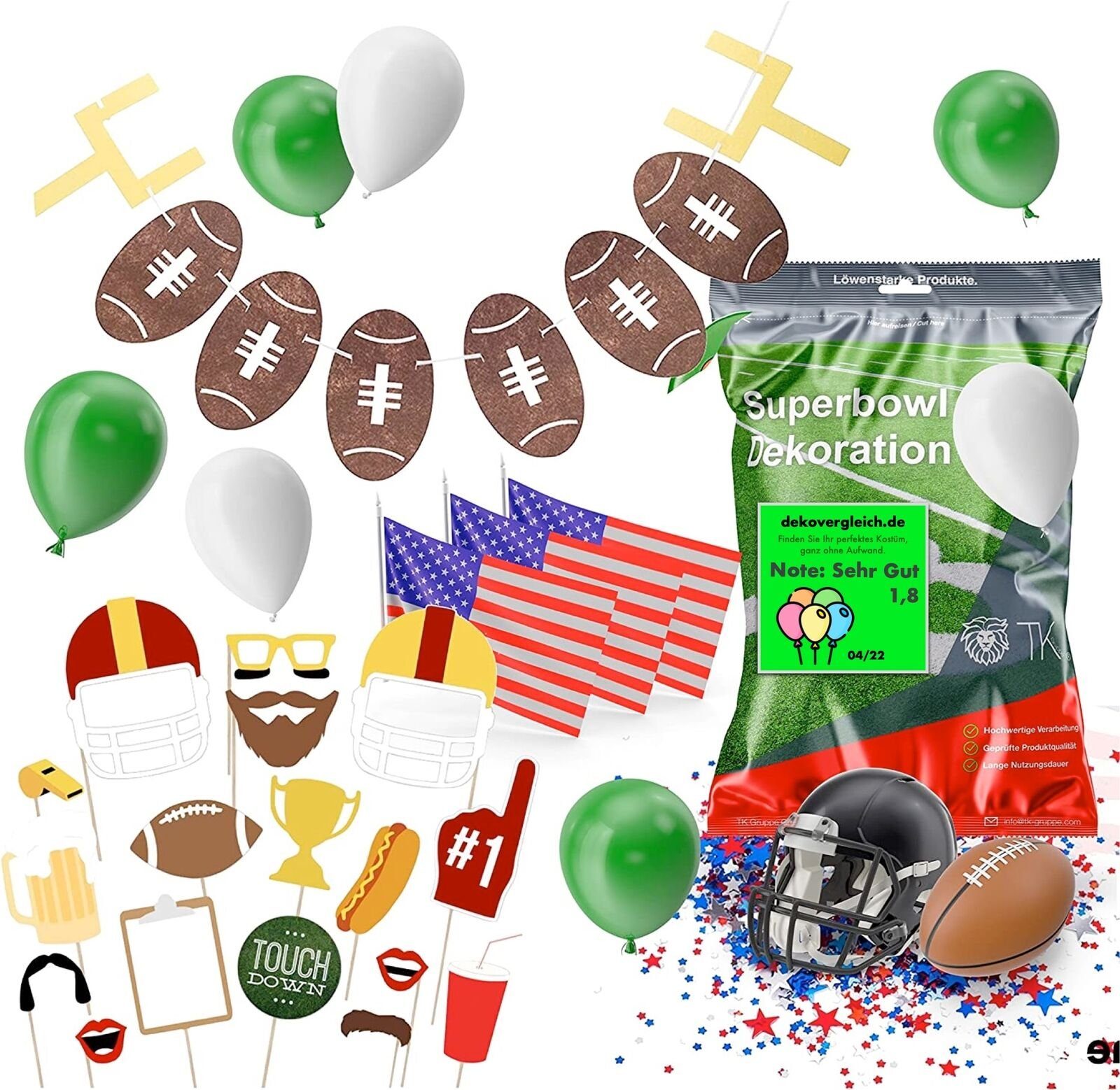 100 XXL Bowl über NFL Deko Dekotalent® Hängedekoration St) Set American Football (1 Teile Super