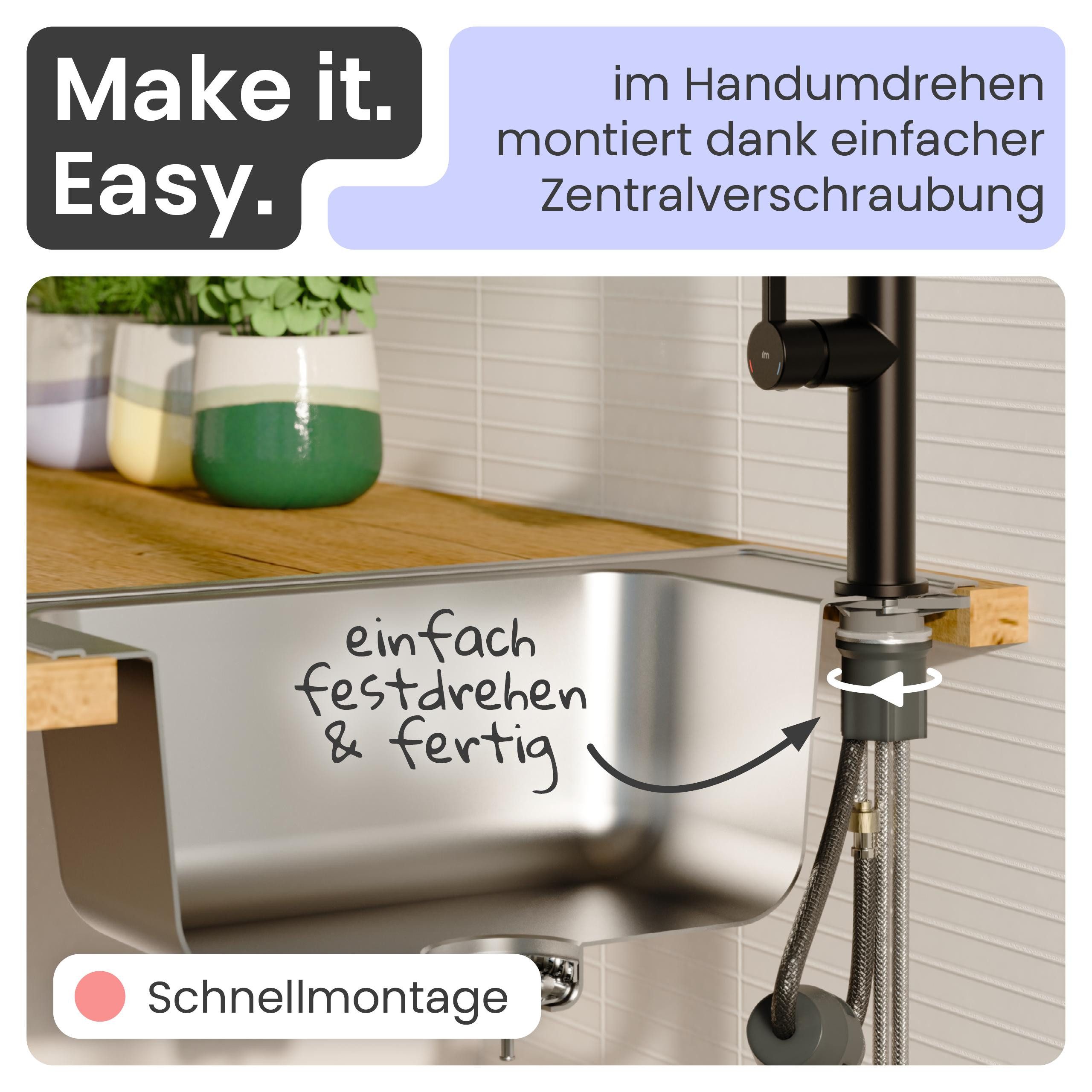 instmaier Spültischarmatur instmaier Cassia, Spültischarmatur, Auslauf ausziehbar schwarz matt, Küchenarmatur – Bild 5 von 5
