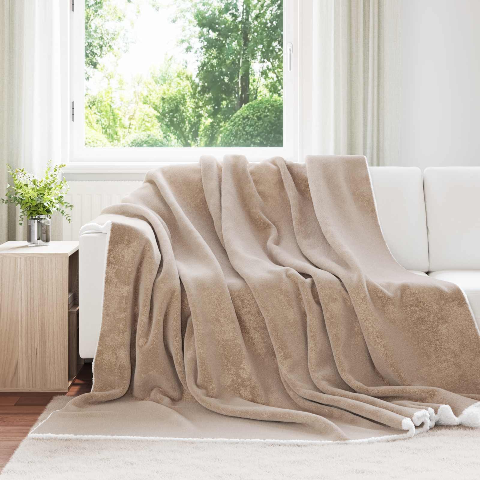 vidaXL Bettüberwurf Überwurfdecke Kamel 220 x 240 cm 2.67 Fleece