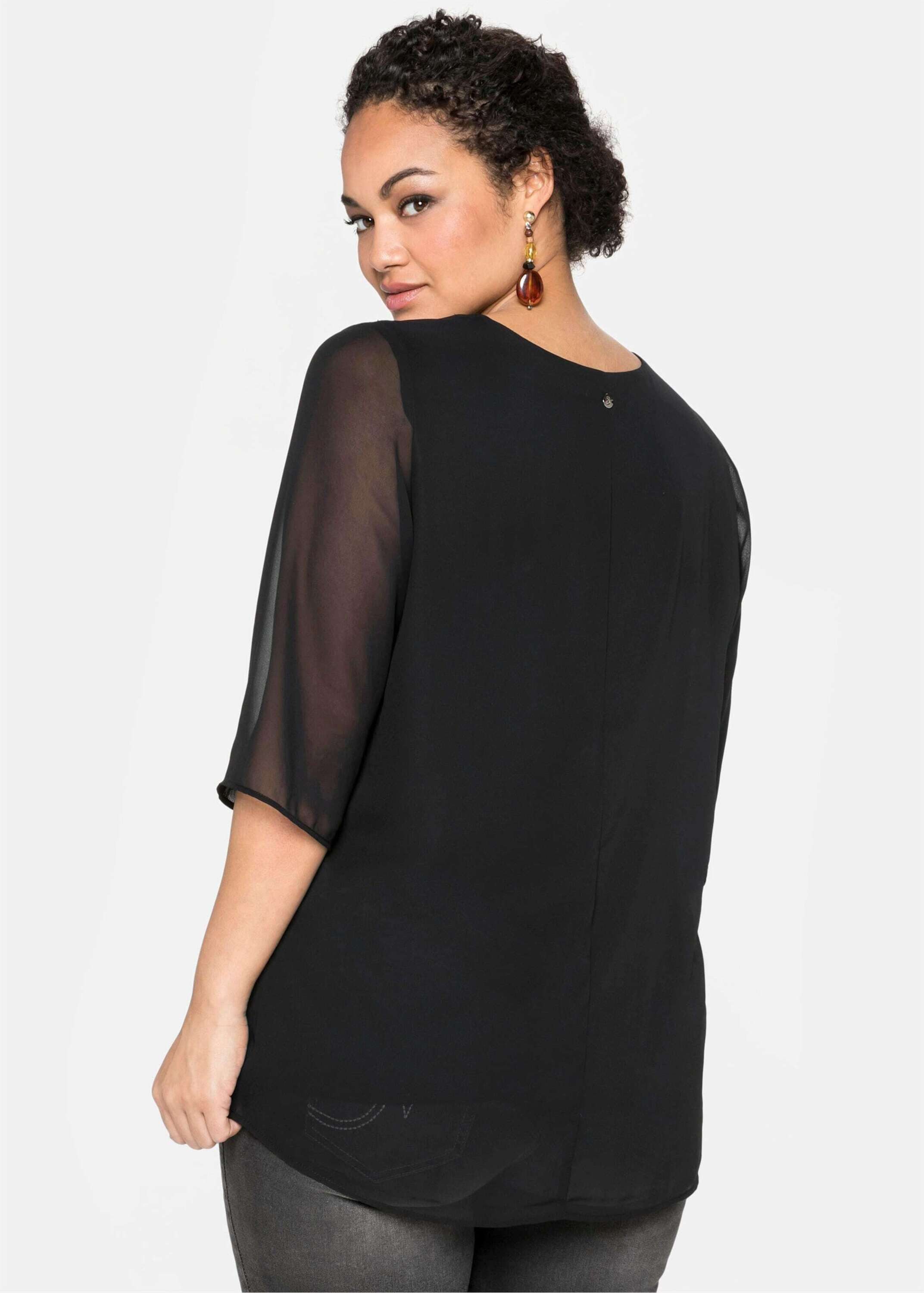 Sheego Klassische Bluse Tunika 3/4-Arm