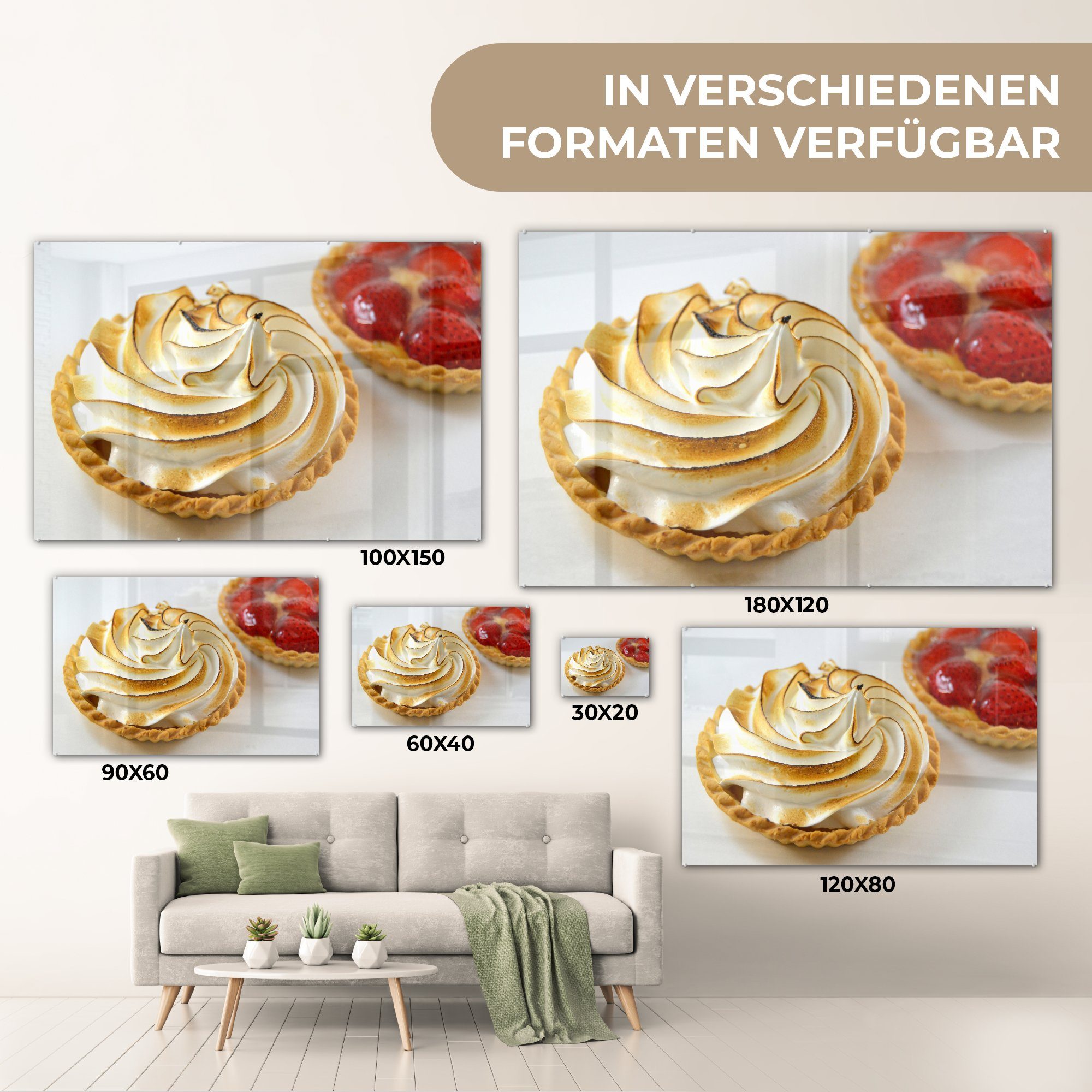 Dessert Schlafzimmer Acrylglasbilder & - (1 MuchoWow Acrylglasbild Französisch Wohnzimmer Zitronenbaiserkuchen, - St),