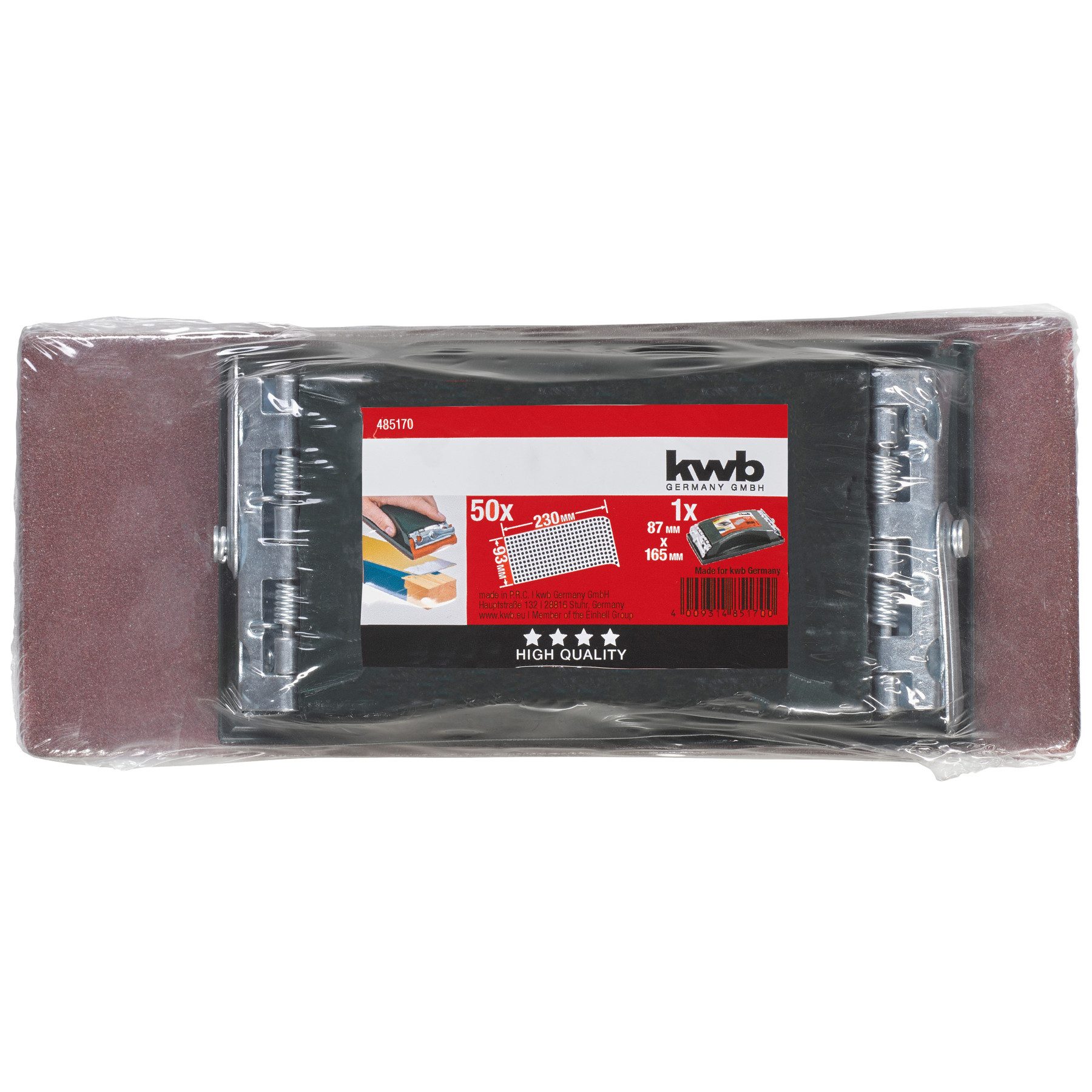 kwb Schleifpapier KWB Handschleifer-Set, 485170, Handschleifer & 50 Schleifstreifen