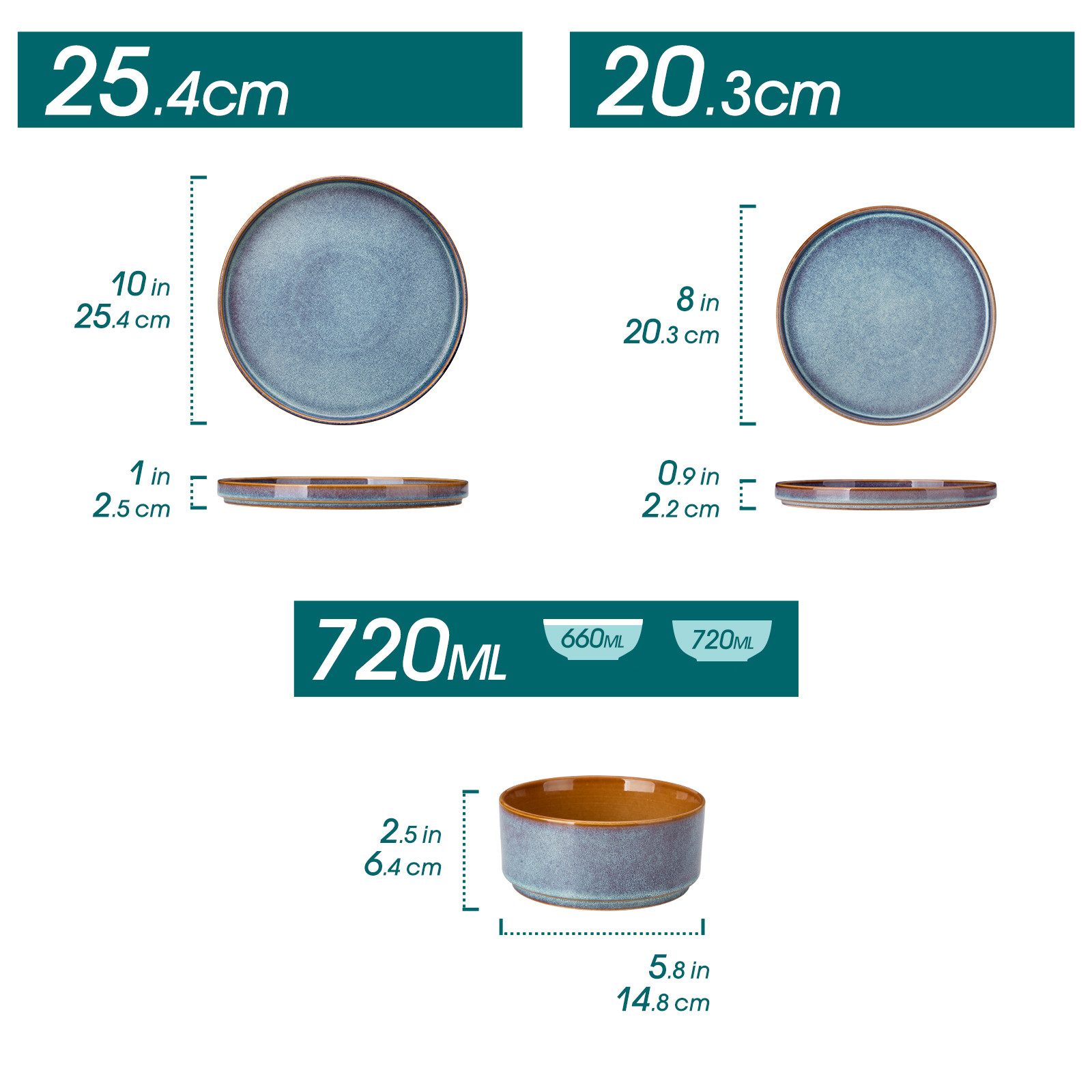 vancasso Geschirr-Set 12tlg Tafelservice, Geschirrset für 4, Steingut, Reaktivglasur (12-tlg), 4 Personen, Steingut
