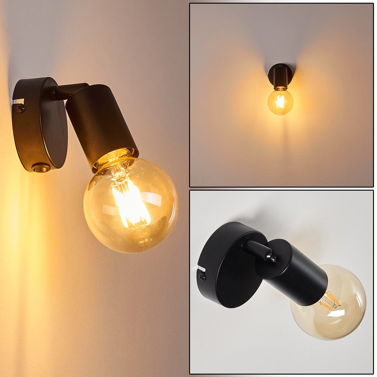 hofstein Wandleuchte »Agnino« verstellbare Wandlampe aus Metall in Schwarz, günstig online kaufen