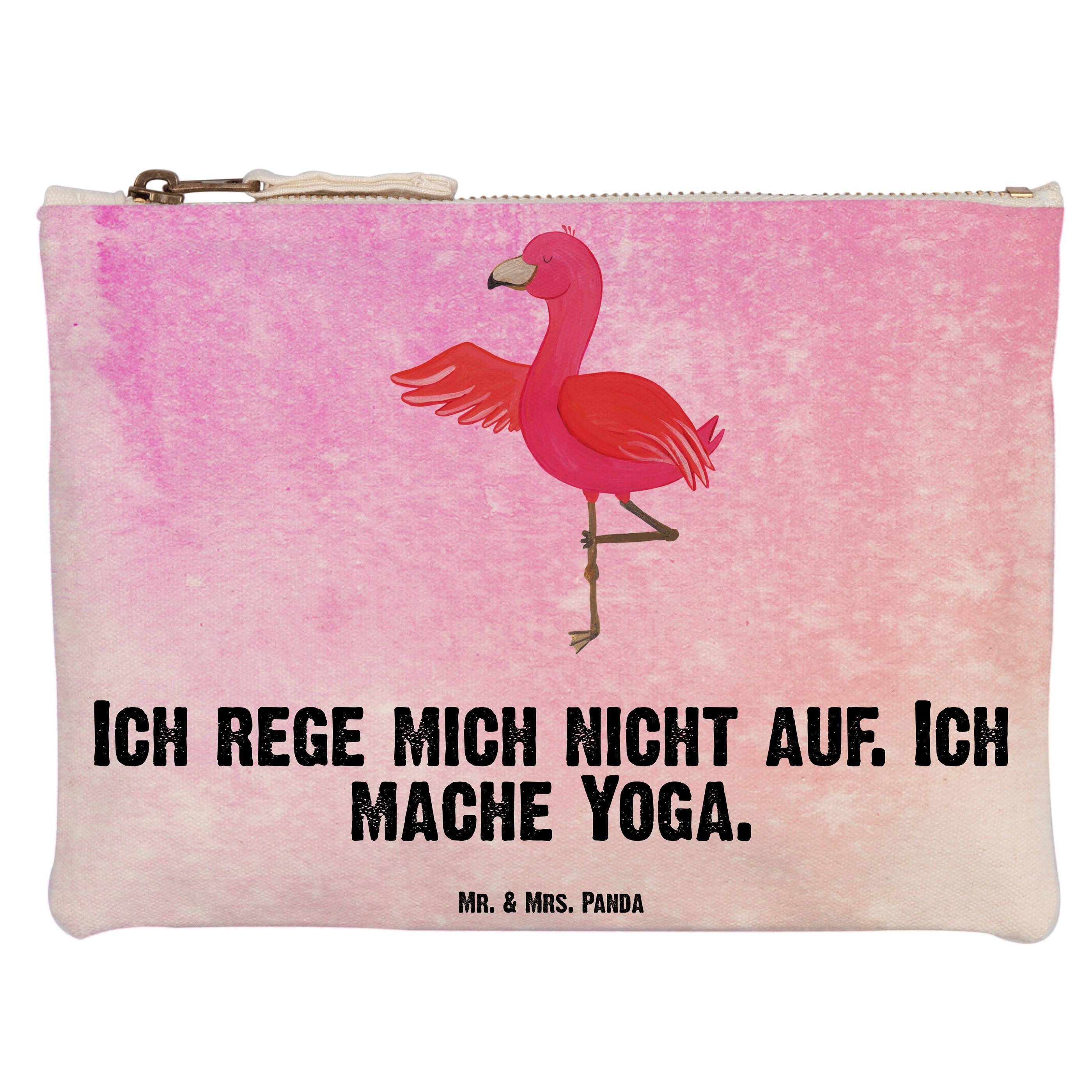 Mr. & Mrs. Panda Kosmetiktasche Flamingo Yoga - Aquarell Pink - Geschenk, Namaste, Achtsamkeit, XXL, (1-tlg)