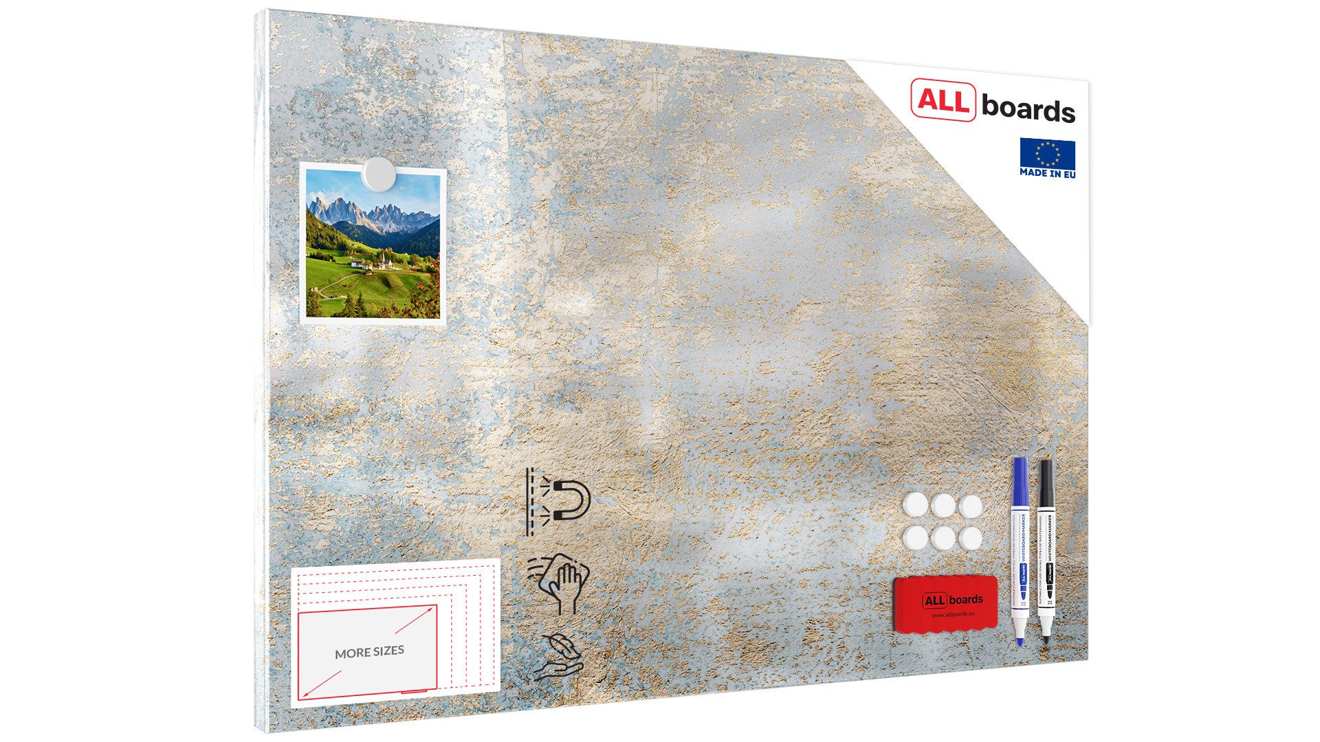 ALLboards Tafel Metallische Magnettafel, MetalBoard, GOLDENER BETON
