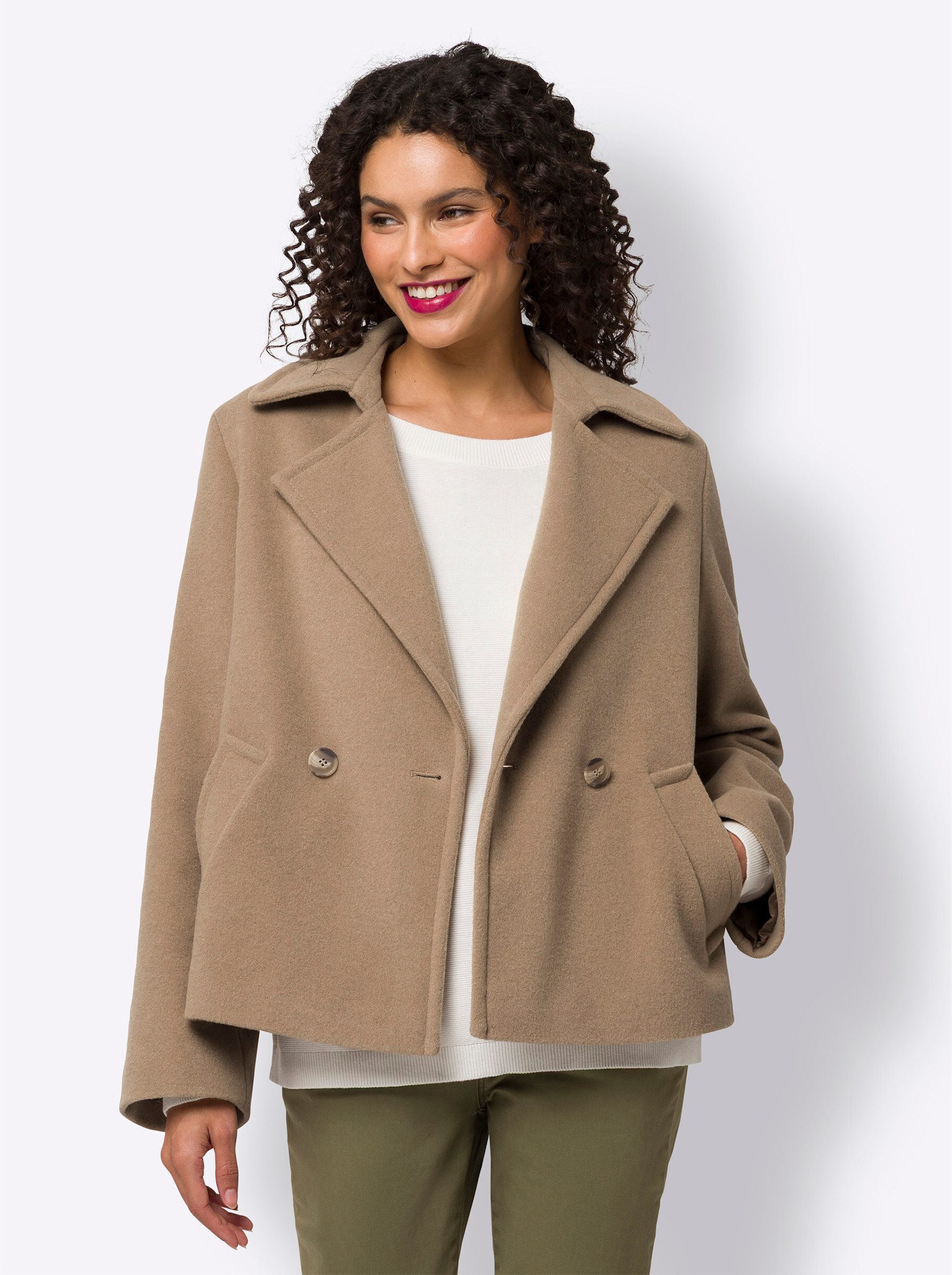 heine Allwetterjacke Woll-Jacke Langarm