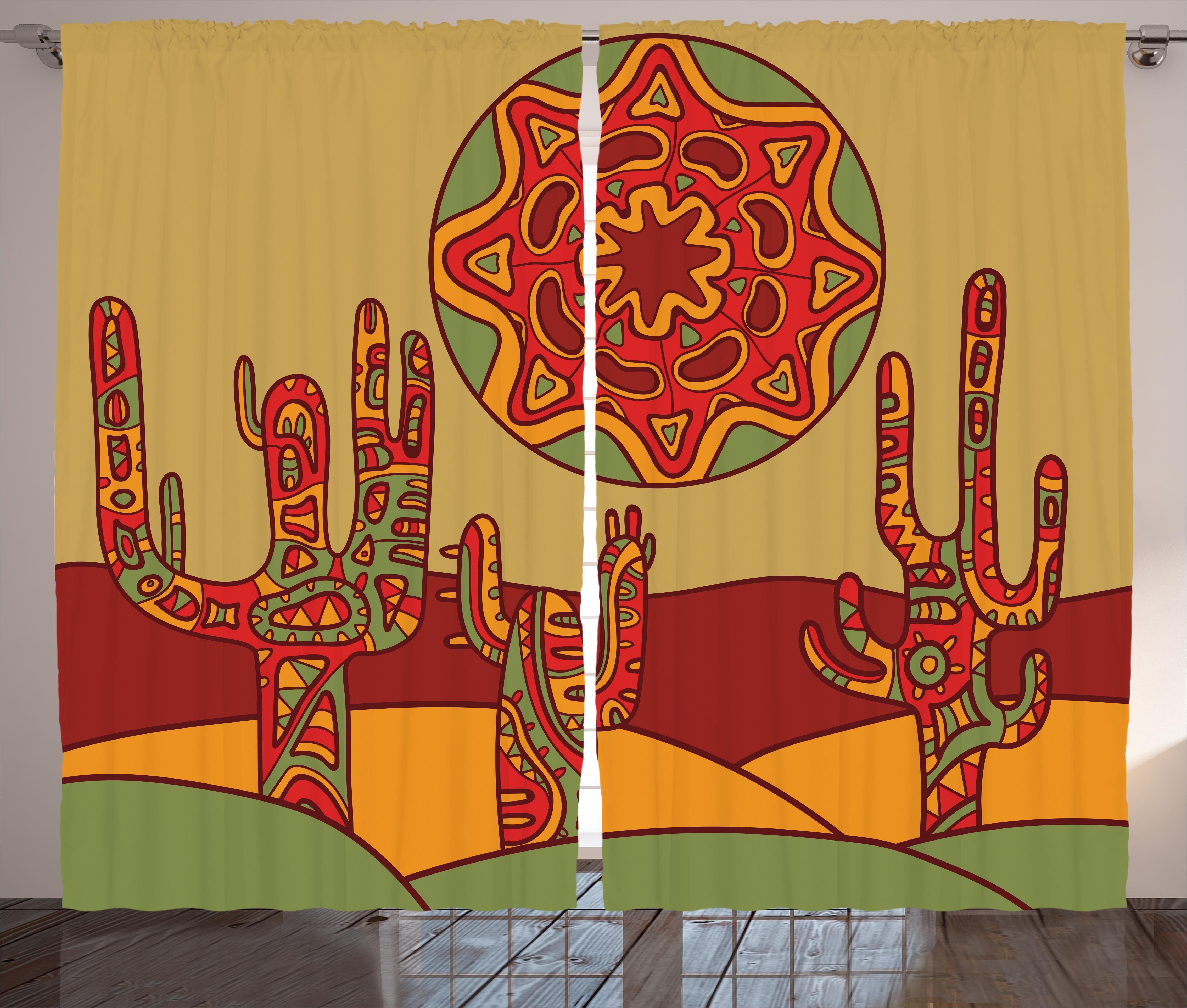 Kaktus Design Haken, Gardine Tribal Schlaufen und Stammes Vorhang Schlafzimmer Abakuhaus, mit Kräuselband