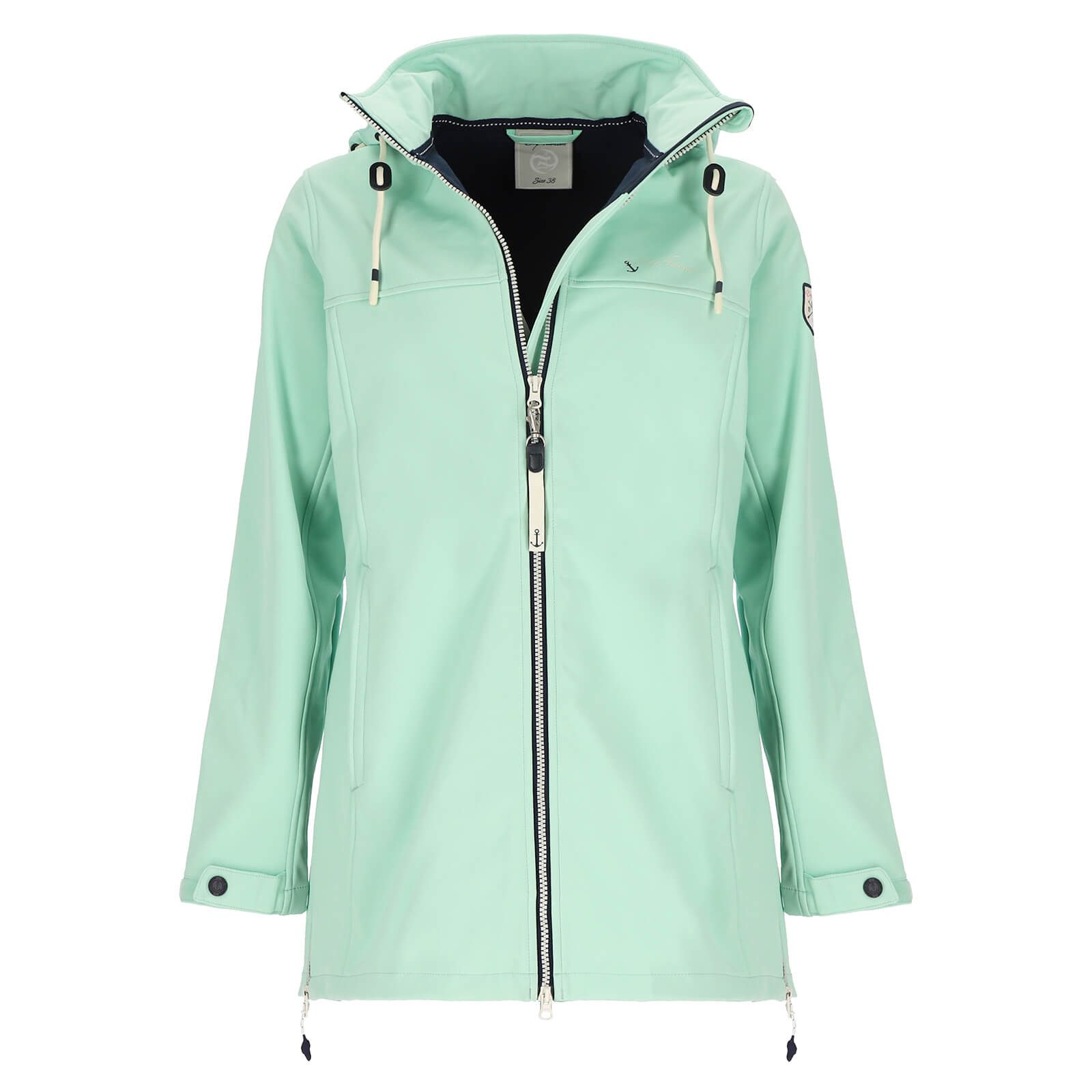 Dry Fashion Softshellmantel Hooge Damen Softshelljacke Mantel Outdoor-Jacke mit Fleece-Innenfutter Atmungsaktiv, Wind- und wasserabweisend, 2-Wege-Reißverschluss, Kapuze