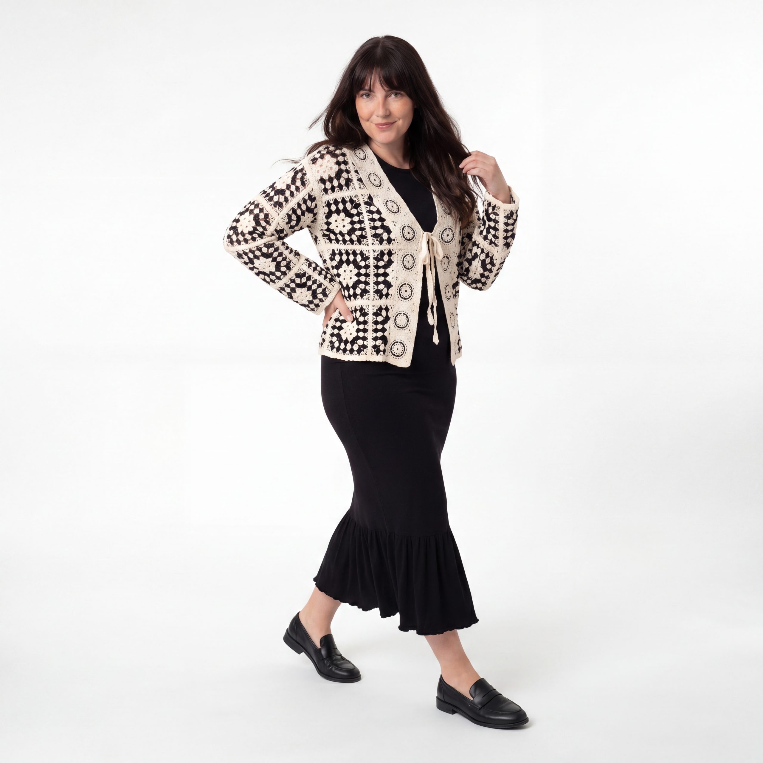 OriginalYou Strickjacke Cardigan Damen Sommerjacke leichter Häkel Strick Bolero One Size 38-42 (38/40 relaxed, 40/42 regular), Vintage Sommerlook