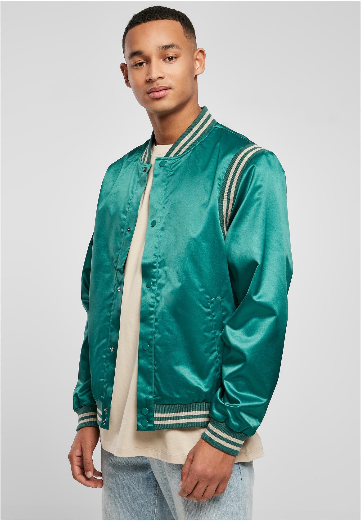 URBAN CLASSICS Outdoorjacke Herren Satin College Jacket (1-St) green