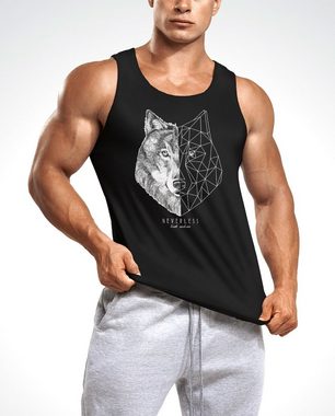 Neverless Tanktop Herren Tank-Top Wolf Polygon Kunst Grafik Tiermotiv Printshirt Muskelshirt Muscle Shirt Neverless® mit Print