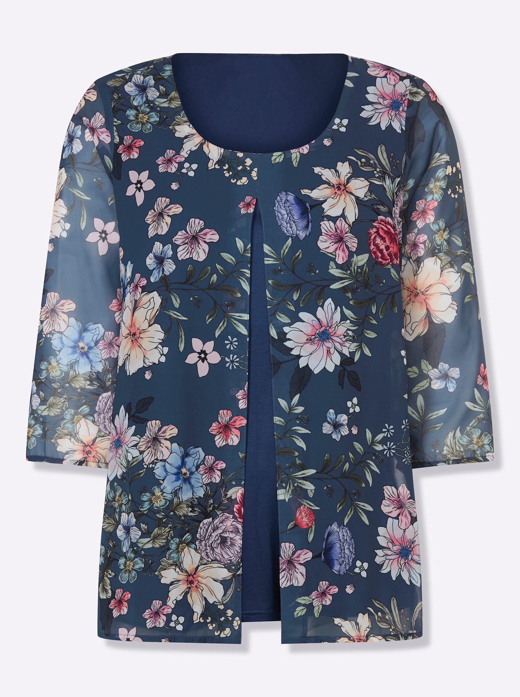 Klassische Bluse Druckbluse 3/4-Arm