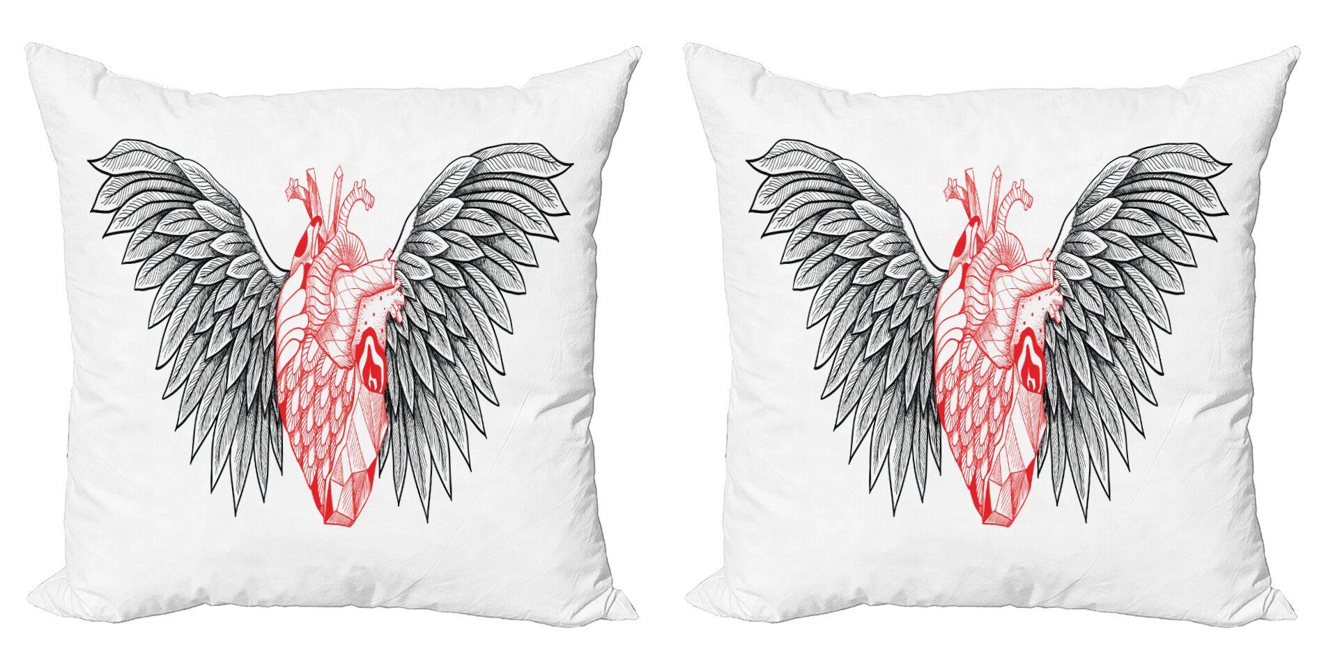 Kissenbezüge Modern Accent Doppelseitiger Digitaldruck, Abakuhaus (2 Stück), angel Wings Realist Human Heart