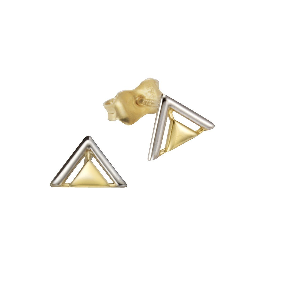 zweifarbig Triangel Vivance Ohrstecker Paar Gold 375