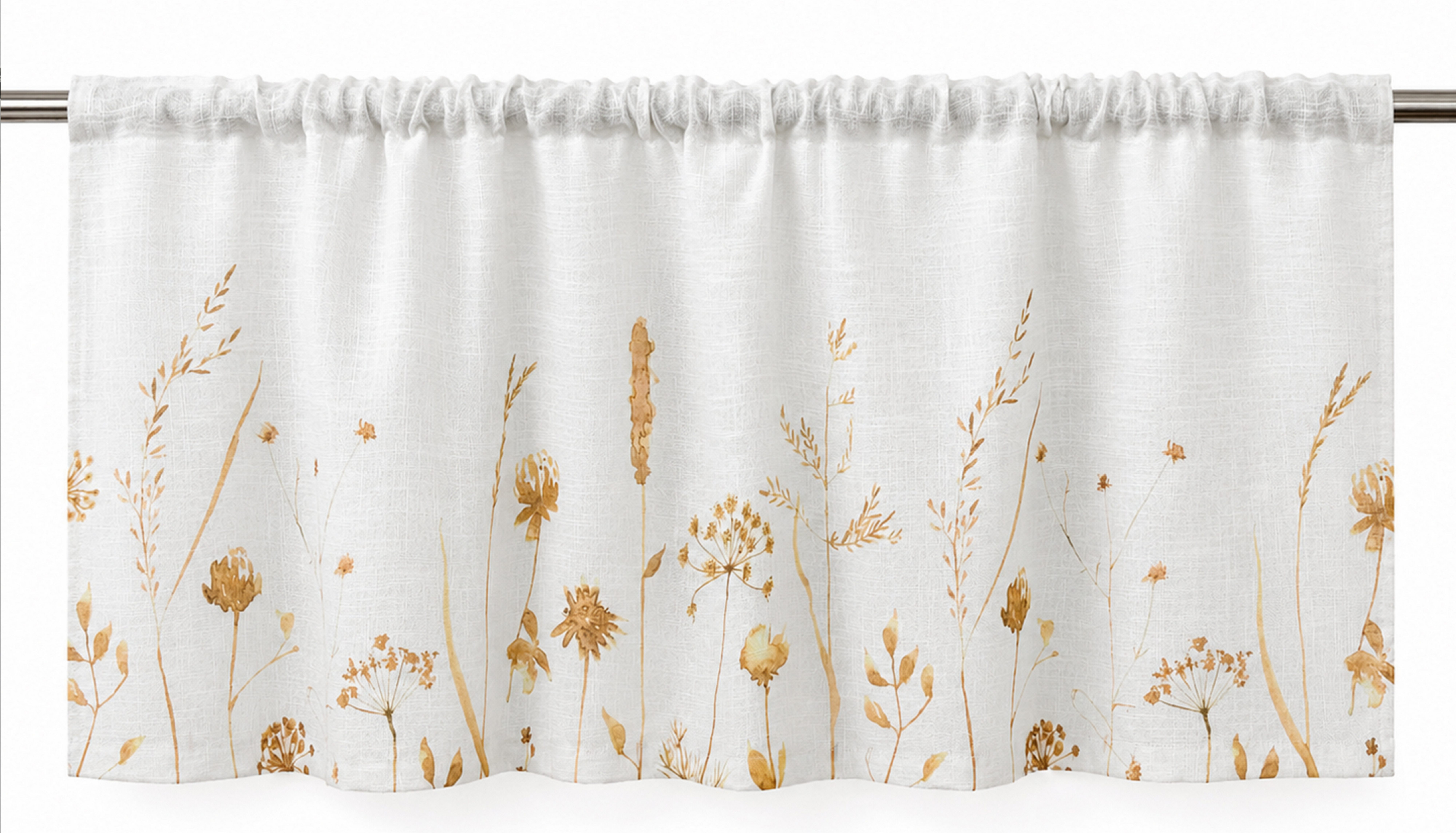 OTTO home Scheibengardine Rikkert (1 St), Stangendurchzug, halbtransparent, Lichtschutz, Leinen-Optik mit Naturmotiv, verschiedene Größen