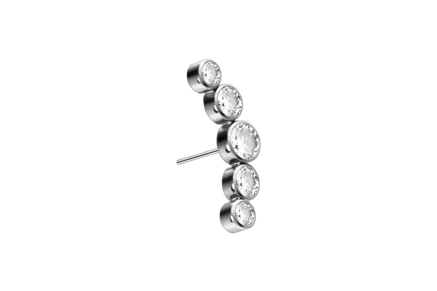 Piercing-Set Titan Aufsatz mit Push Pin 5 KRISTALLE