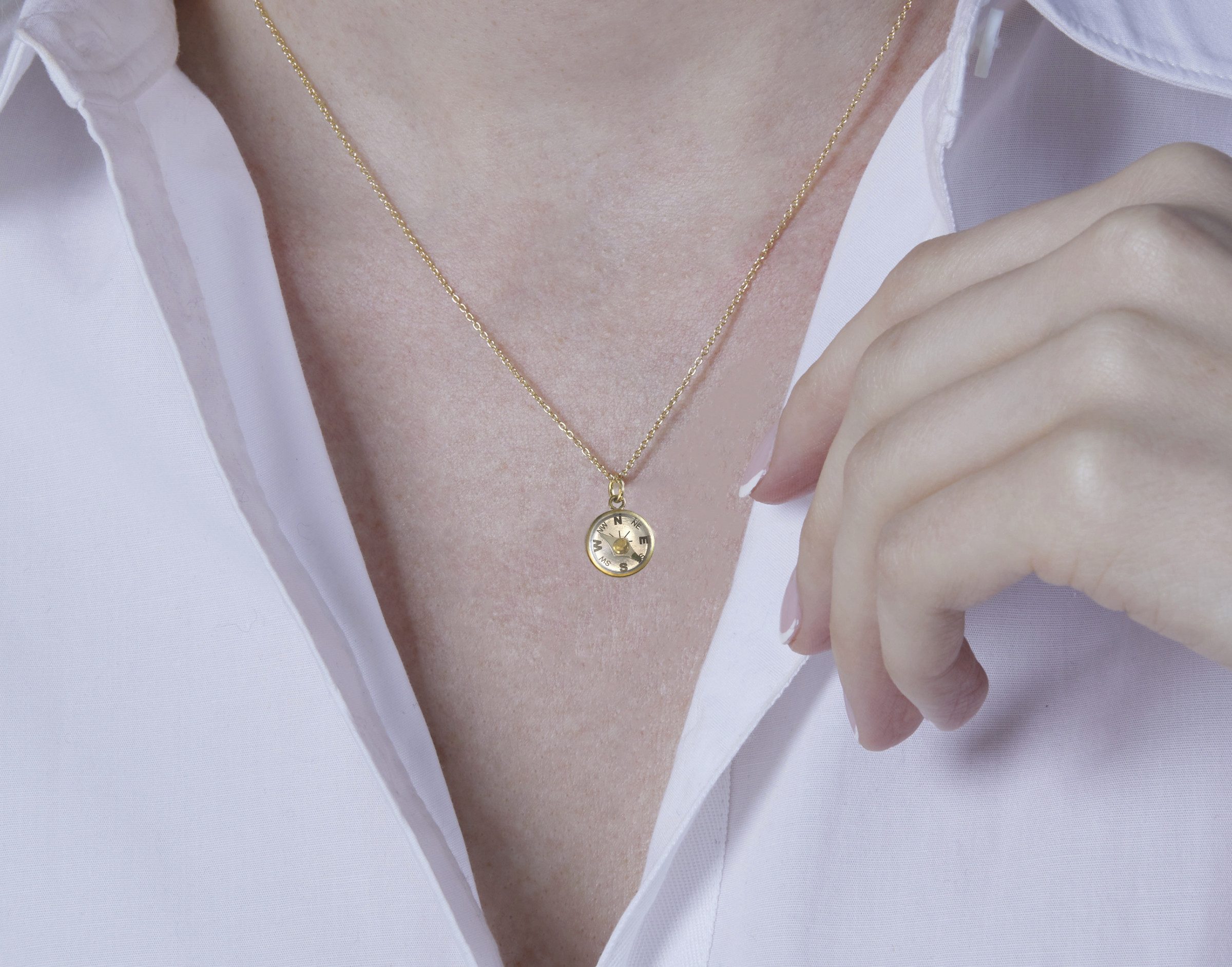 Villa Sorgenfrei Schmuckmanufaktur Silberkette Kleine Kompasskette gold. Fu günstig online kaufen