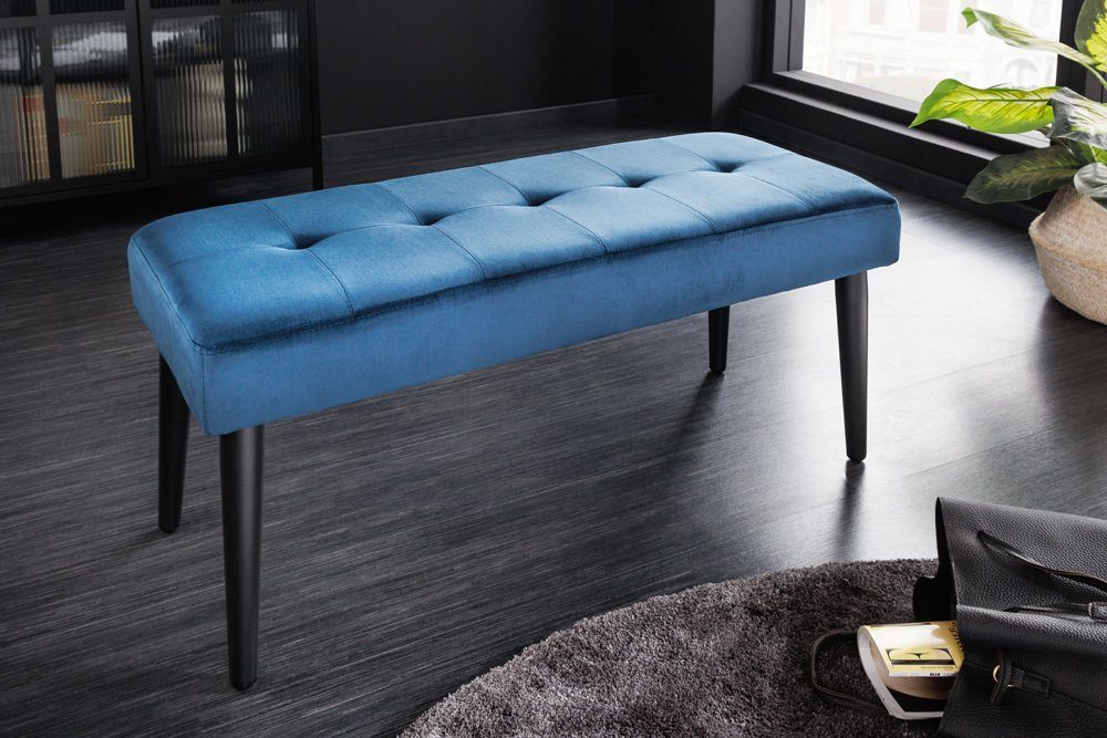 riess-ambiente Sitzbank BOUTIQUE 95cm blau / schwarz (Einzelartikel, 1-St), Samt · Metall · Polster · Esszimmer · Schlafzimmer · Flur