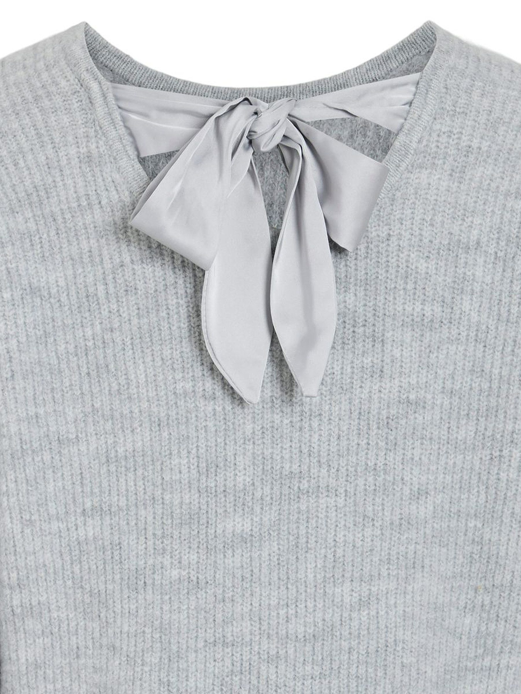 Vila Strickpullover Eleganter Style mit Schleifendetail hinten (1-tlg) VIRETTA O-NECK L/S KNIT BOW TOP/LN