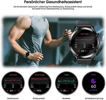 blackview Luxus Fitnessuhr Sportuhr mit Bluetooth, Herzfrequenzüberwachung Smartwatch (3,3 cm/1,3 Zoll), 1-tlg., 100+ Sportmodi, 5 ATM wasserdicht, Gesundheitsüberwachung