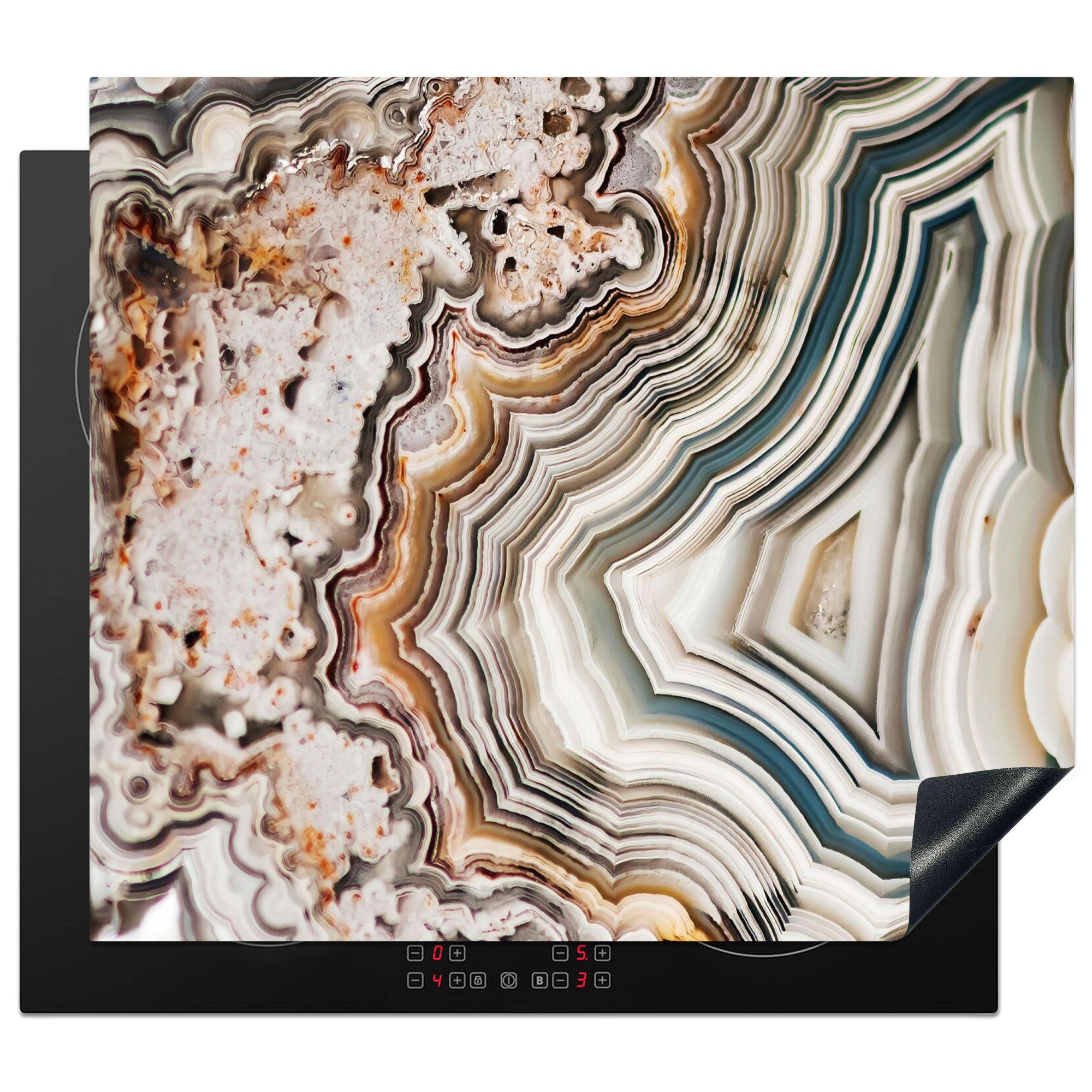 MuchoWow Herdblende-/Abdeckplatte Edelstein - Marmor - Natur - Abstrakt, Vinyl, (1 tlg), 60x52 cm, Mobile Arbeitsfläche nutzbar, Ceranfeldabdeckung